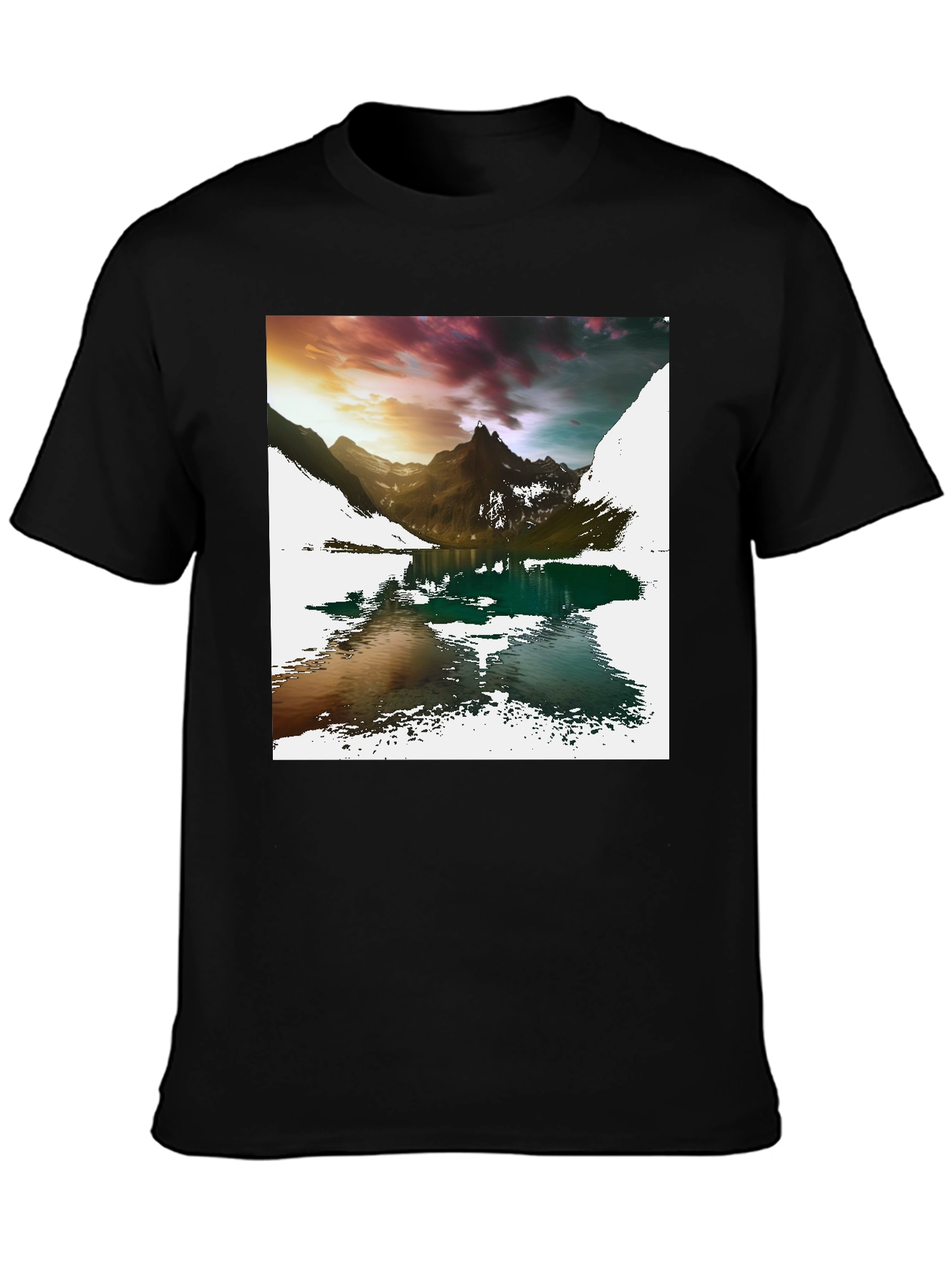 Mountain Lake Graphic Tee - Mens Black T-Shirt