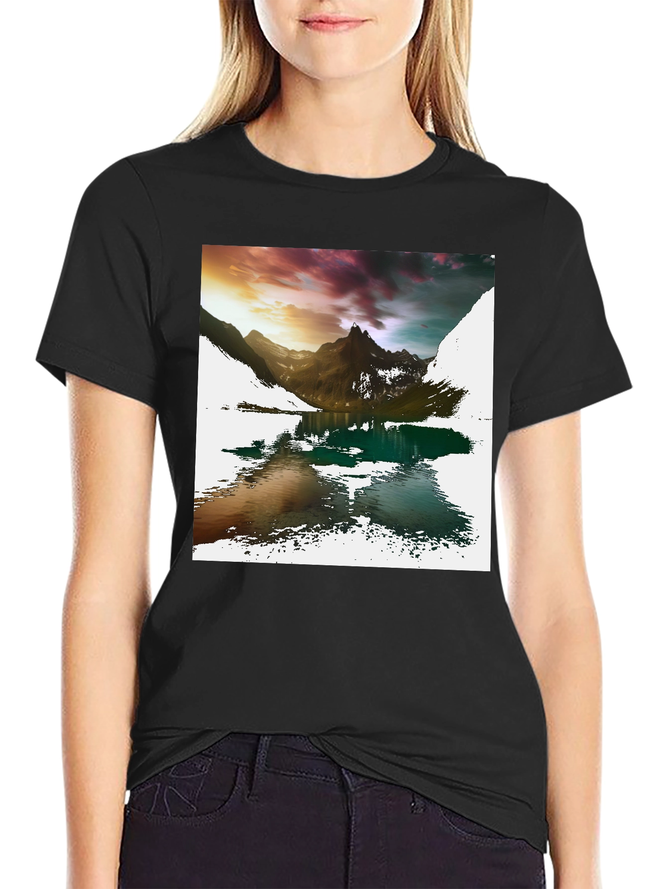 Mountain Lake Graphic Tee - Mens Black T-Shirt