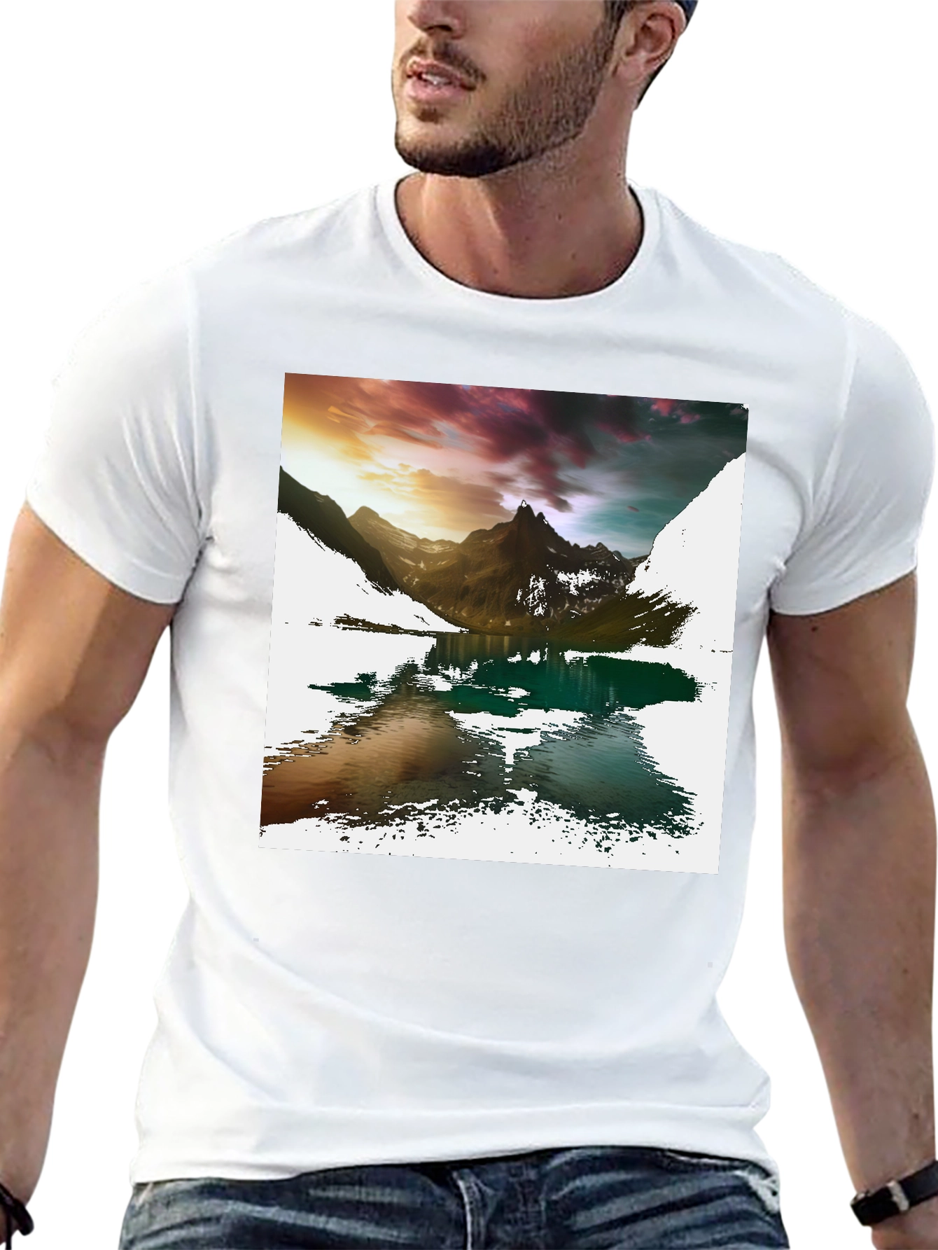 Mountain Lake Graphic Tee - Mens Black T-Shirt