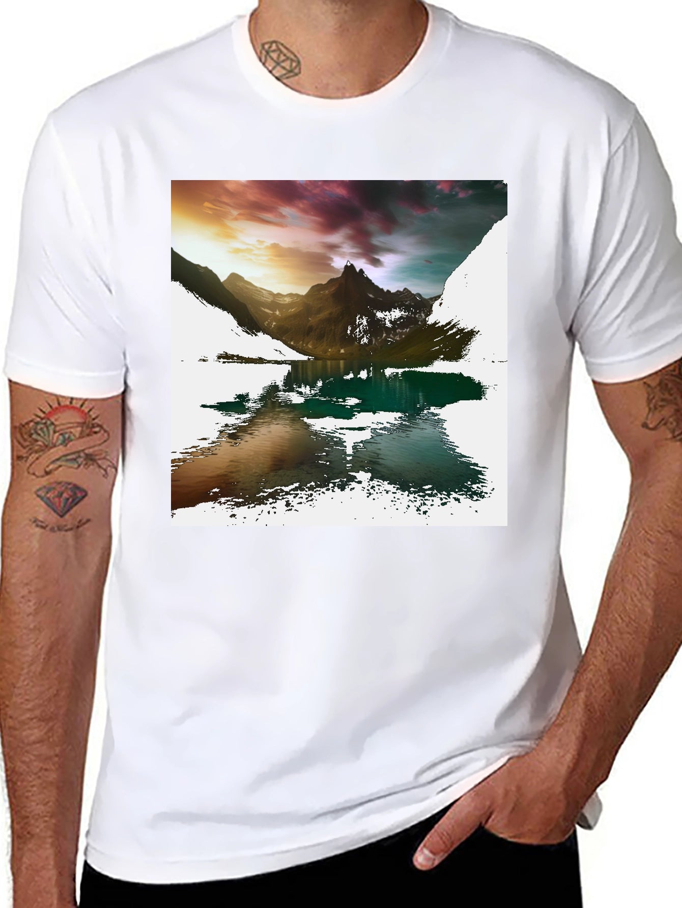 Mountain Lake Graphic Tee - Mens Black T-Shirt