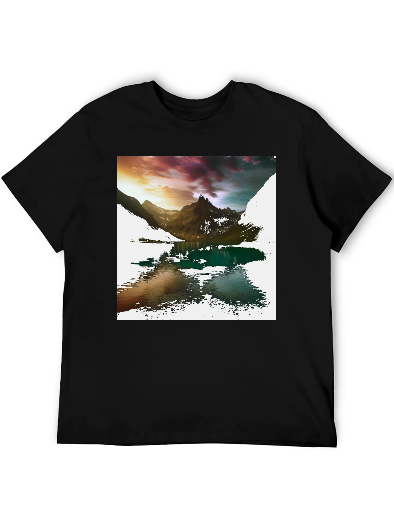 Mountain Lake Graphic Tee - Mens Black T-Shirt
