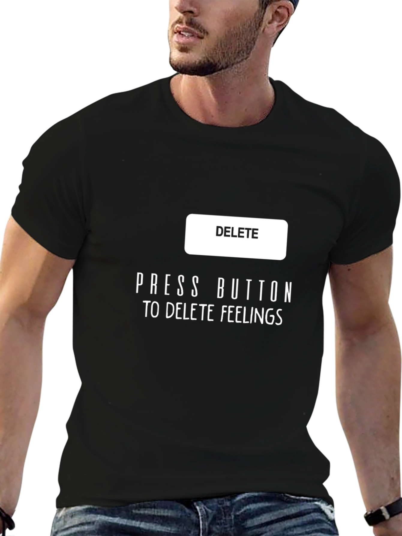 Press Button to Delete Feelings Graphic Tee