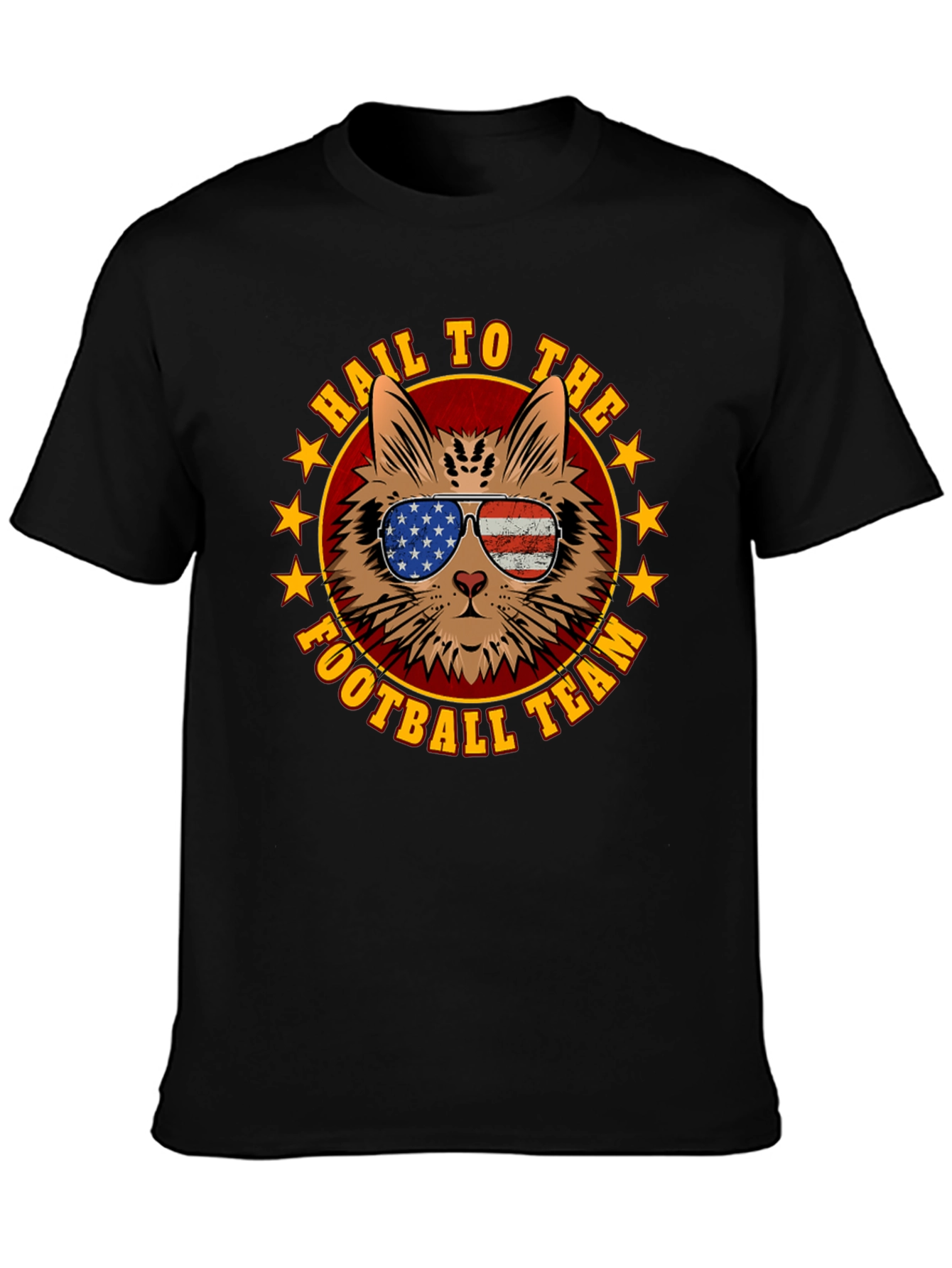 Patriotic Cat Football Fan T-Shirt