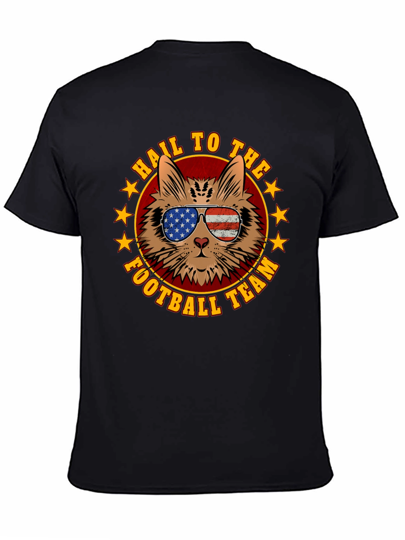 Patriotic Cat Football Fan T-Shirt