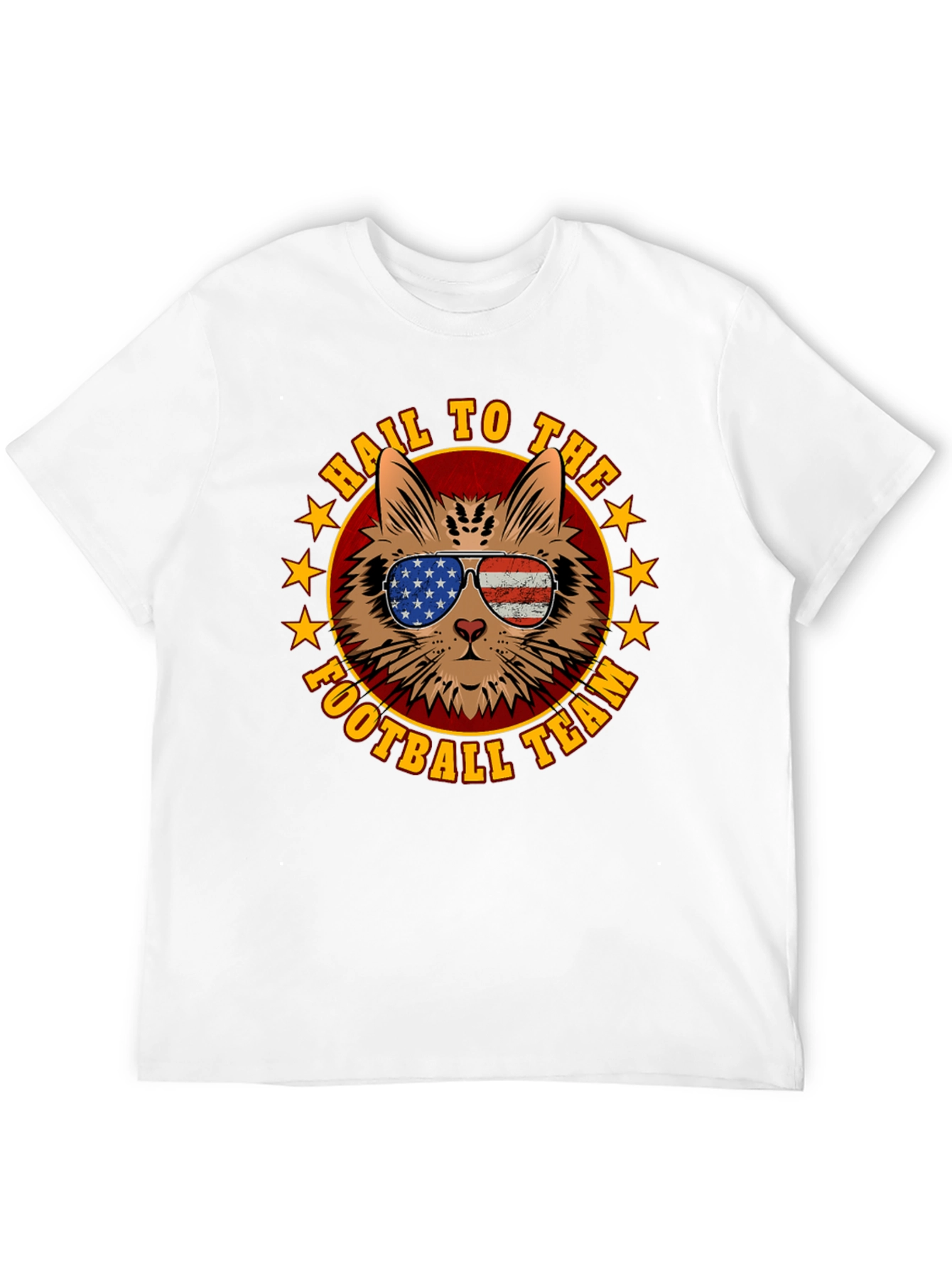 Patriotic Cat Football Fan T-Shirt