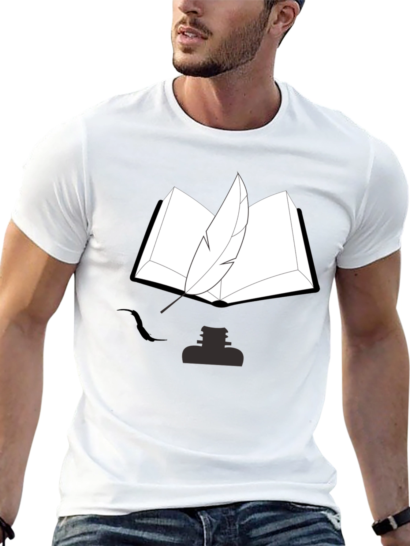 Writers Tee: Book Quill and Ink T-Shirt