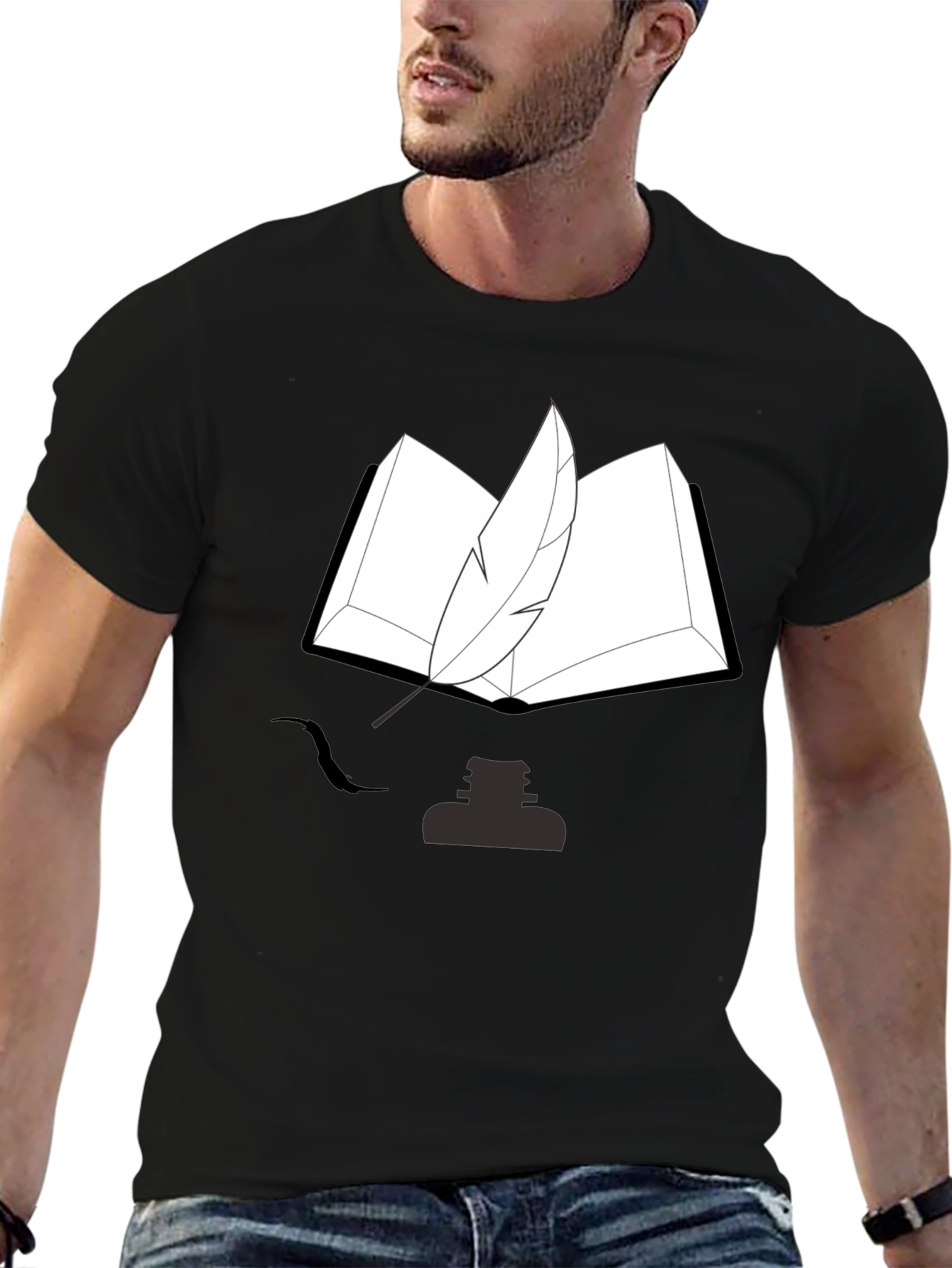 Writers Tee: Book Quill and Ink T-Shirt