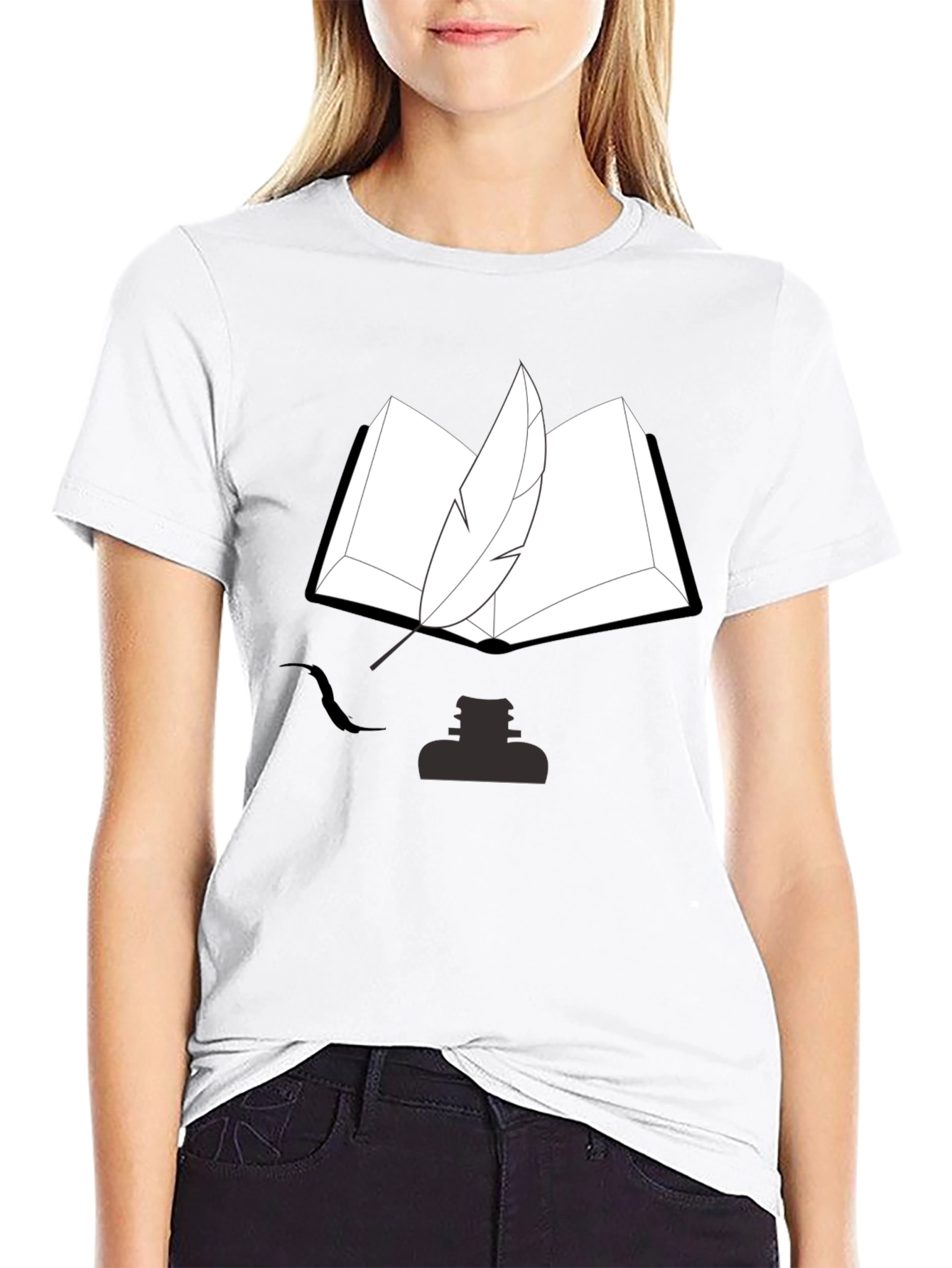 Writers Tee: Book Quill and Ink T-Shirt
