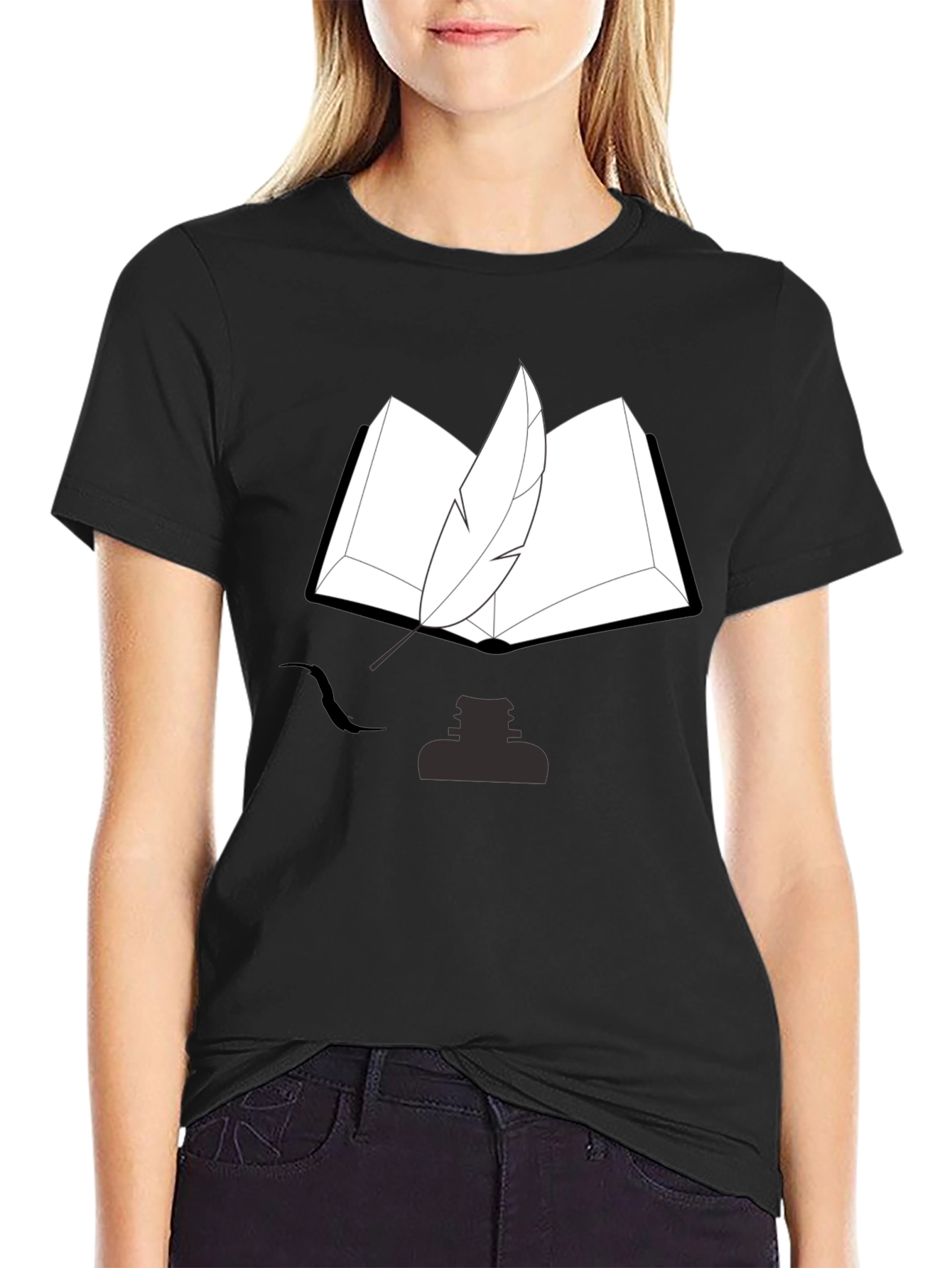 Writers Tee: Book Quill and Ink T-Shirt
