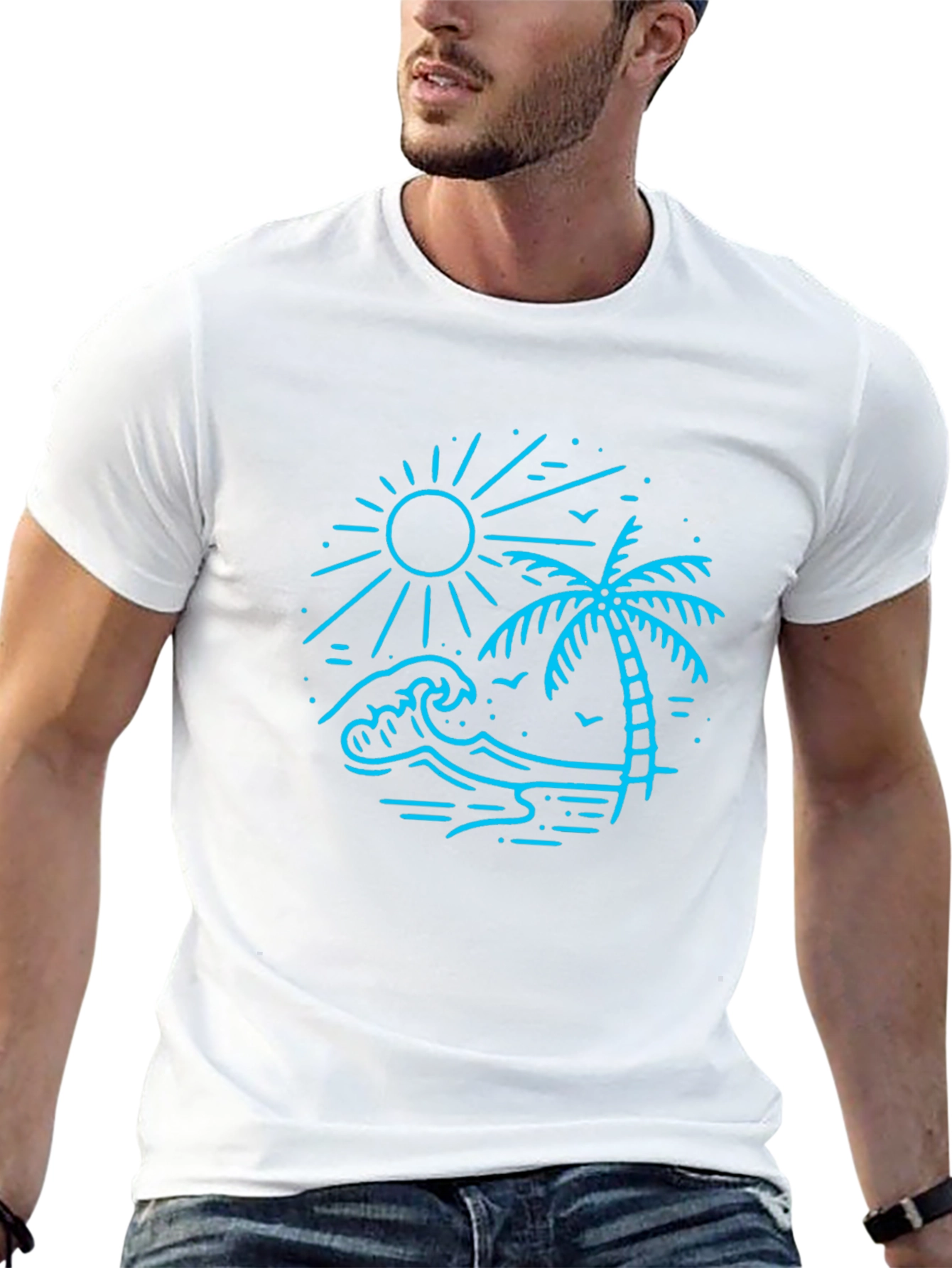 Black Beach Scene Graphic Tee