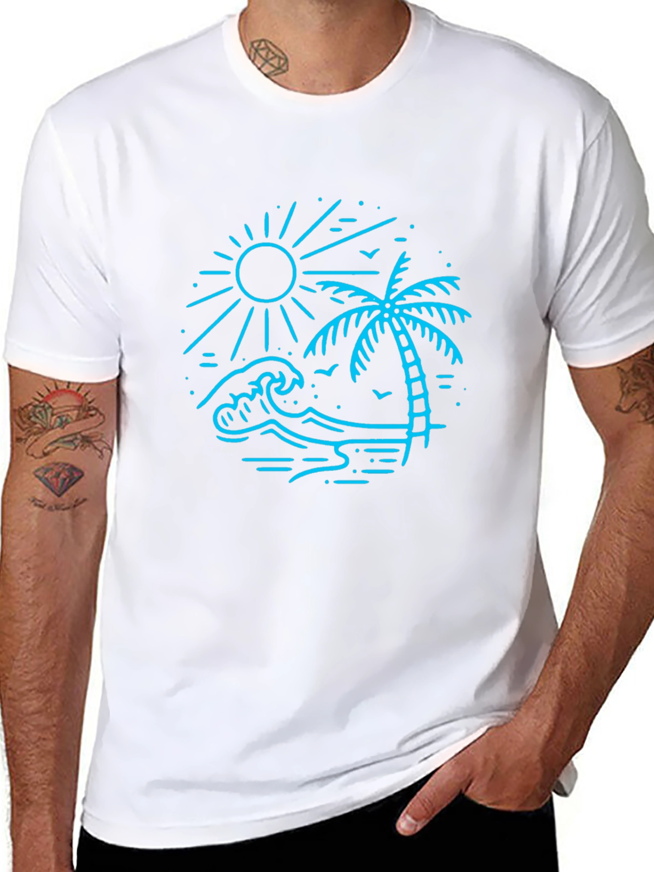 Black Beach Scene Graphic Tee