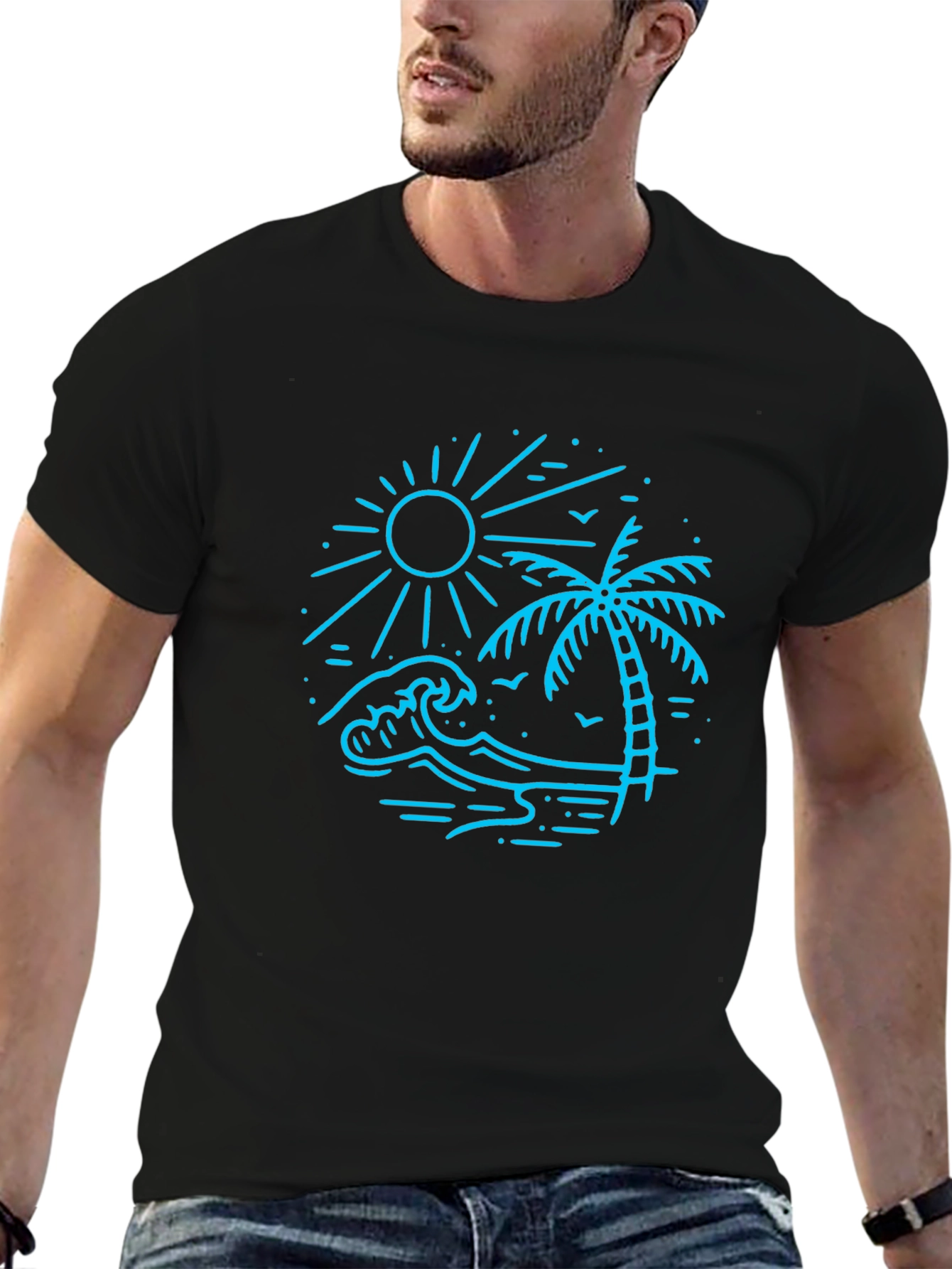 Black Beach Scene Graphic Tee