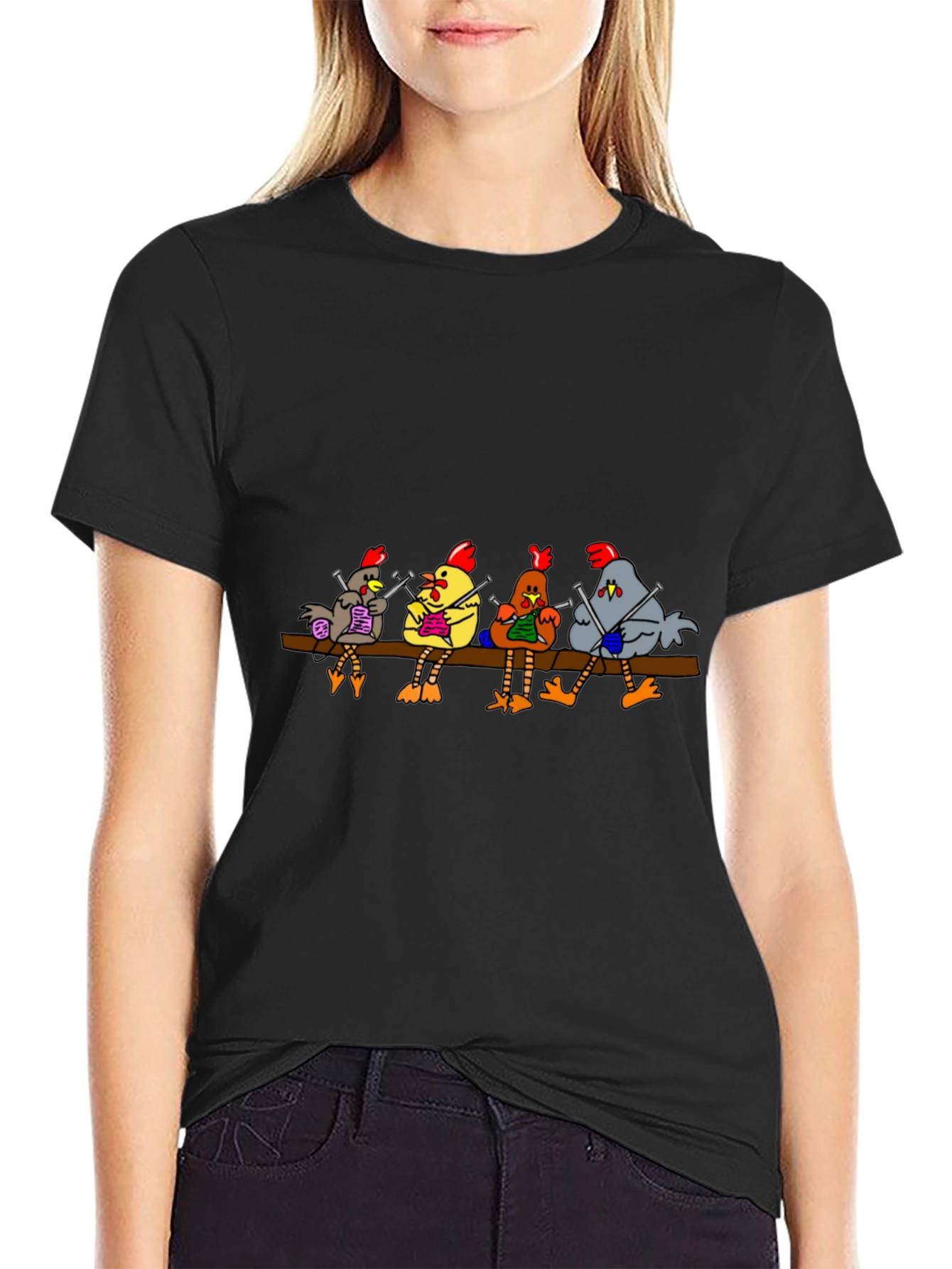 Knitting Chickens T-Shirt - Funny Novelty Tee