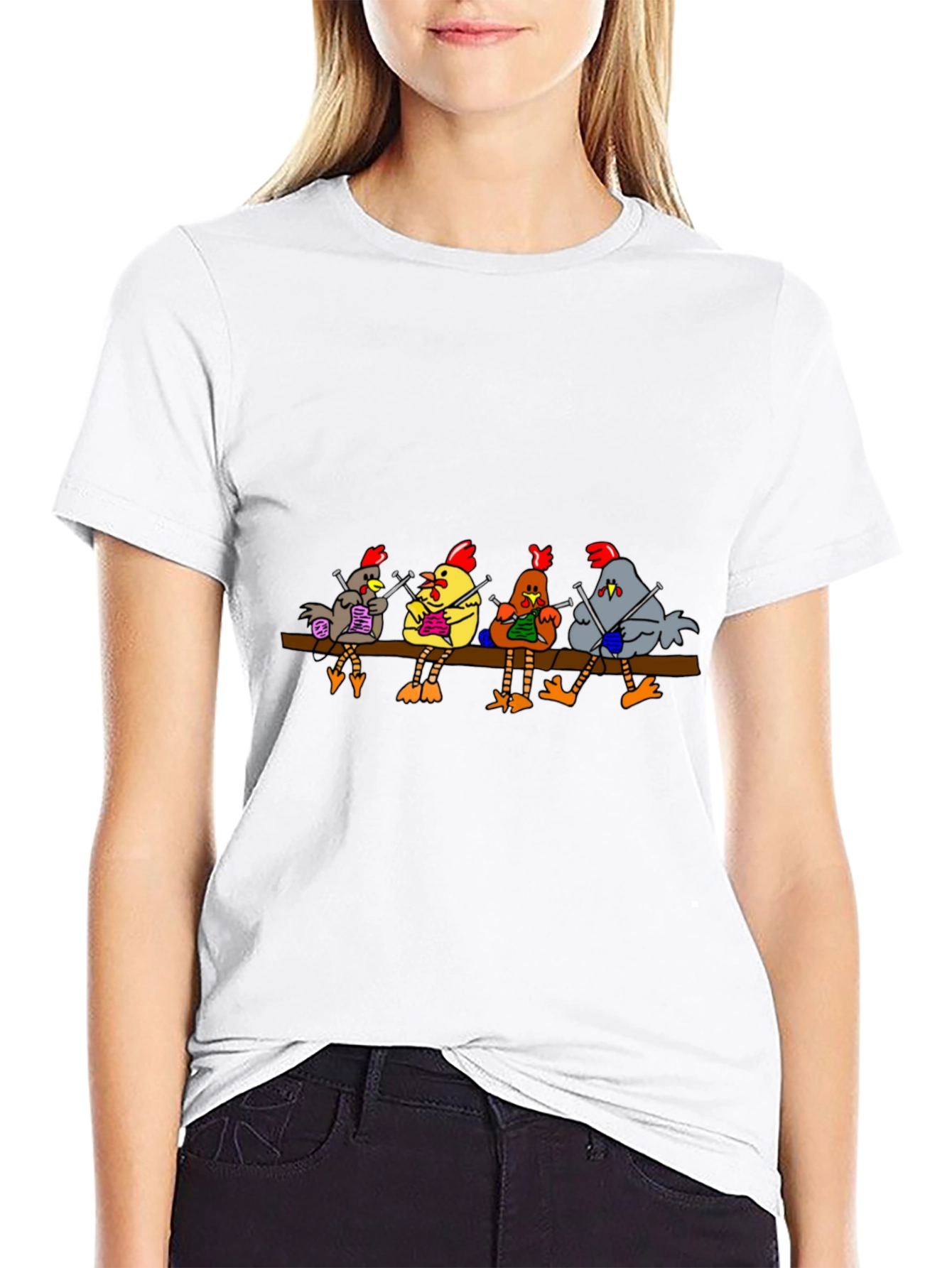 Knitting Chickens T-Shirt - Funny Novelty Tee