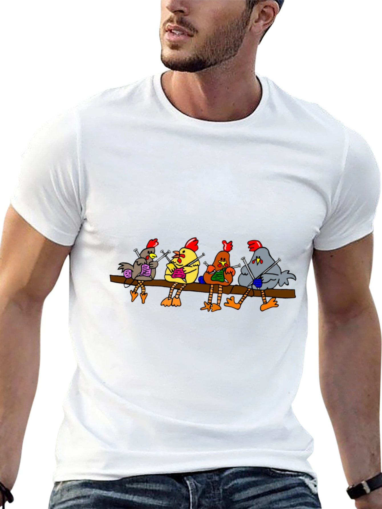 Knitting Chickens T-Shirt - Funny Novelty Tee