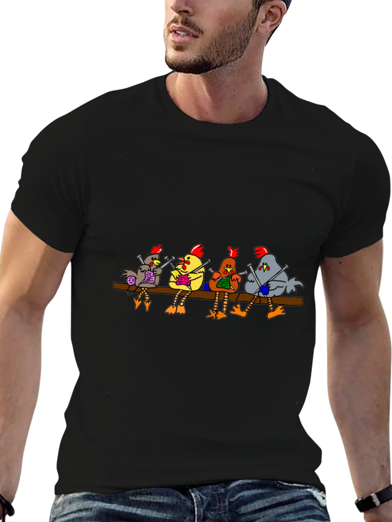 Knitting Chickens T-Shirt - Funny Novelty Tee