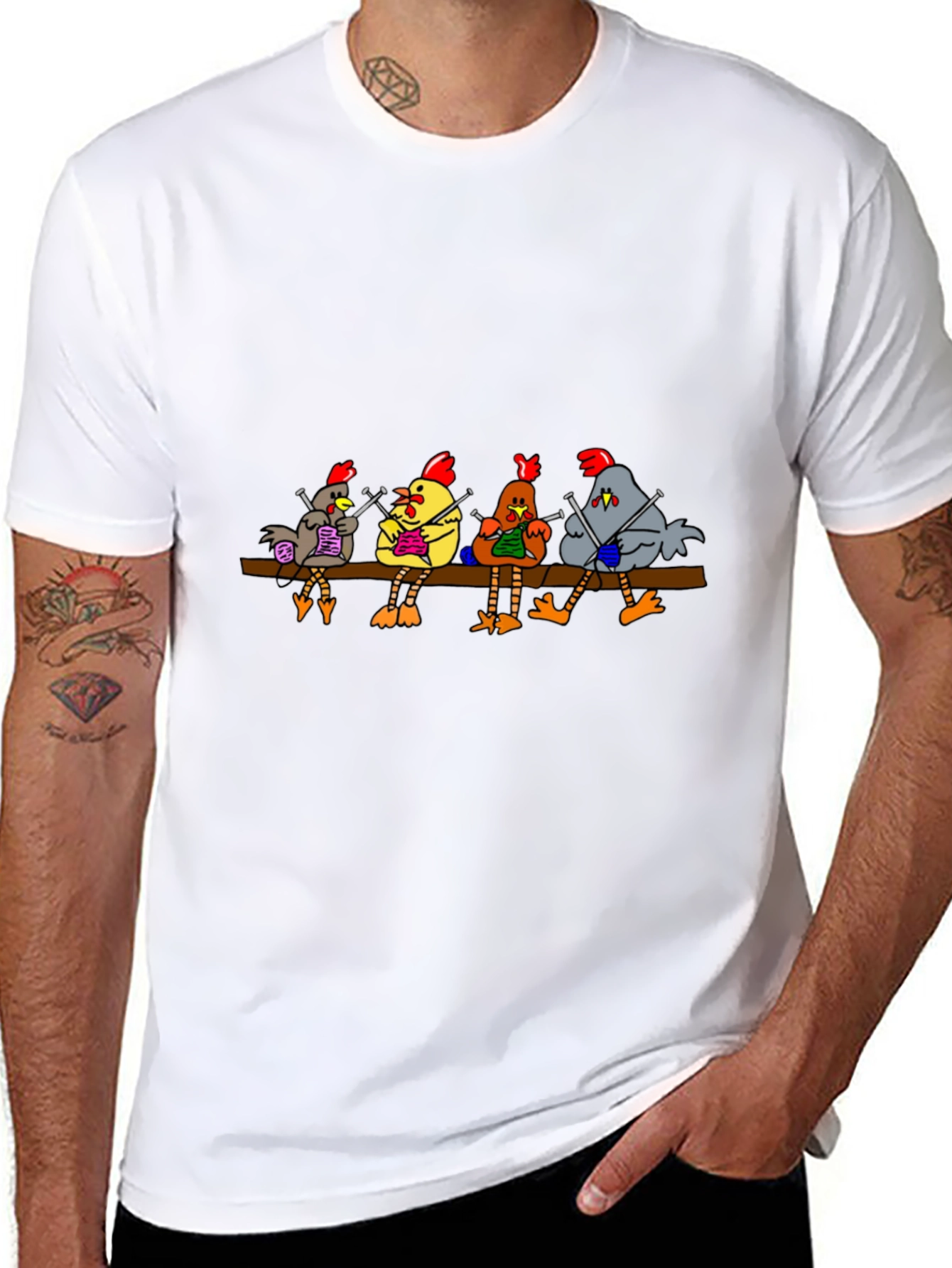 Knitting Chickens T-Shirt - Funny Novelty Tee