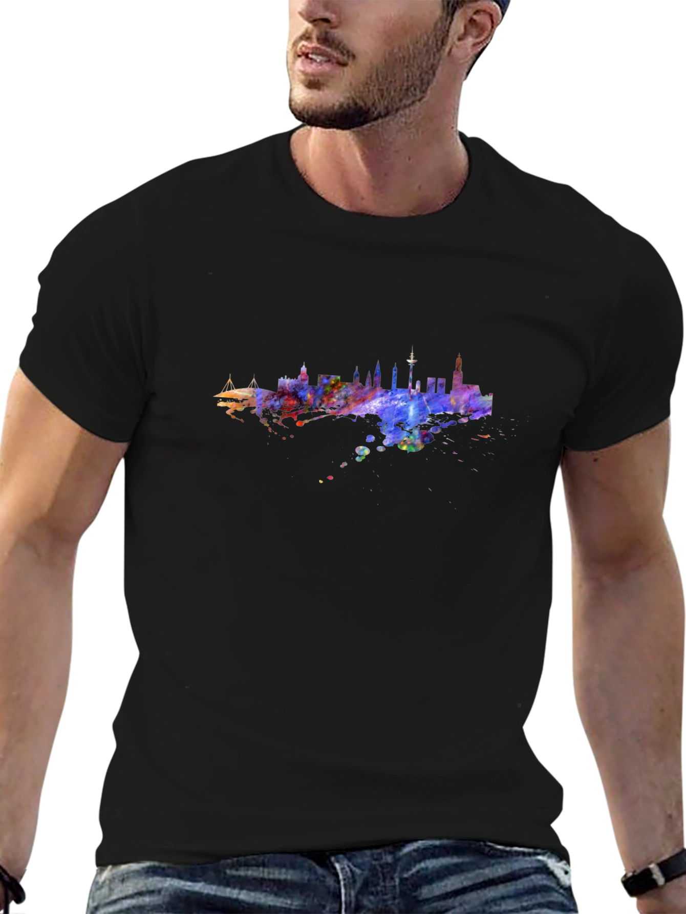 Cityscape Watercolor Graphic Tee