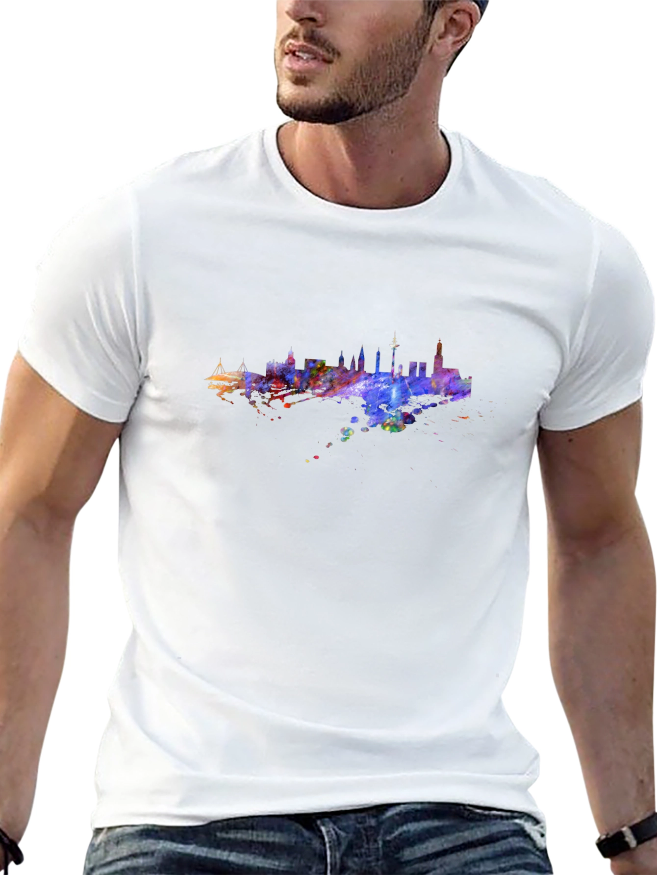 Cityscape Watercolor Graphic Tee