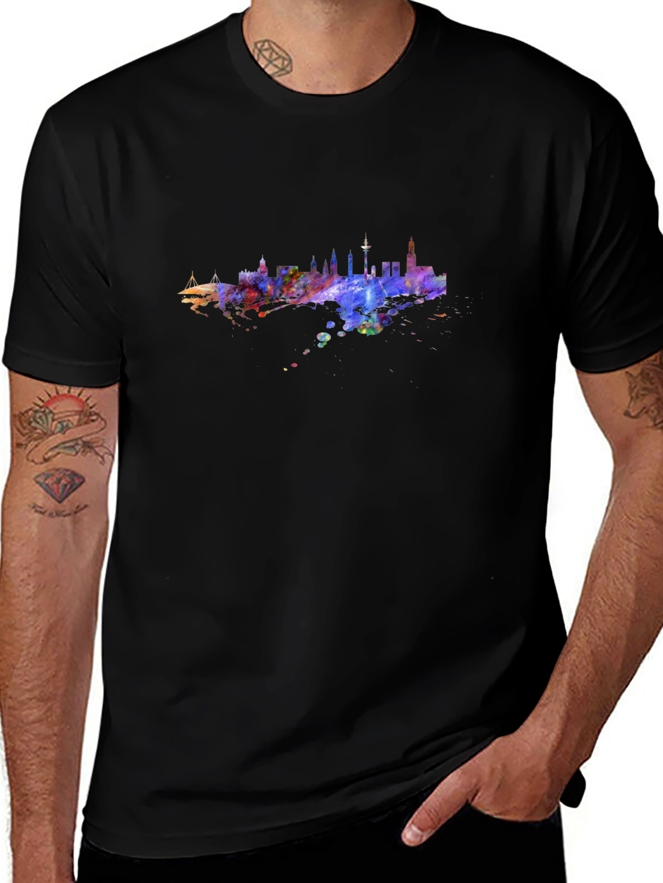 Cityscape Watercolor Graphic Tee