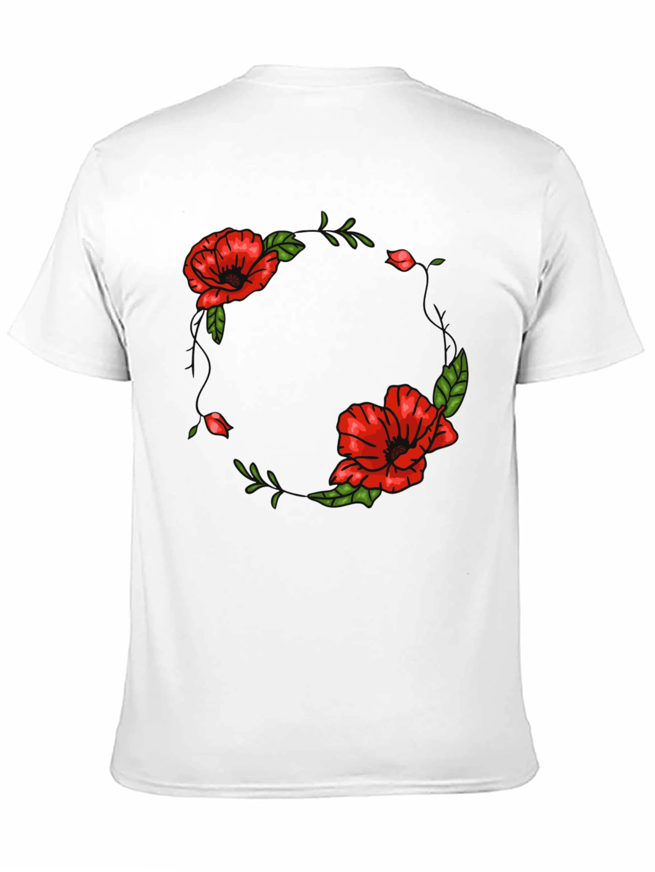 Floral Wreath Graphic Black T-Shirt
