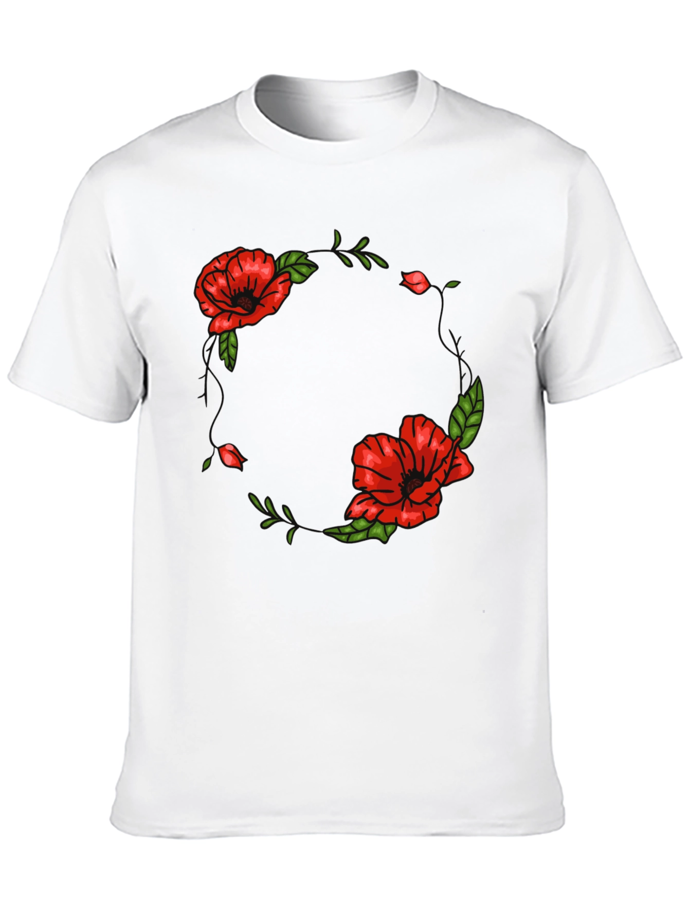 Floral Wreath Graphic Black T-Shirt