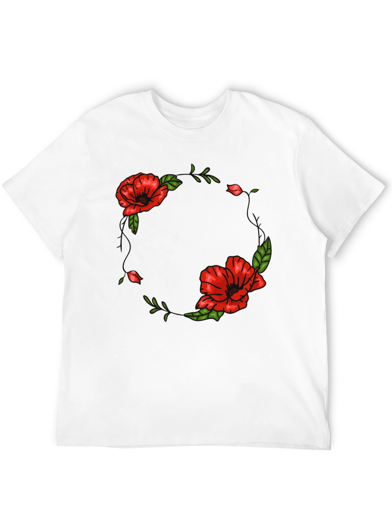 Floral Wreath Graphic Black T-Shirt