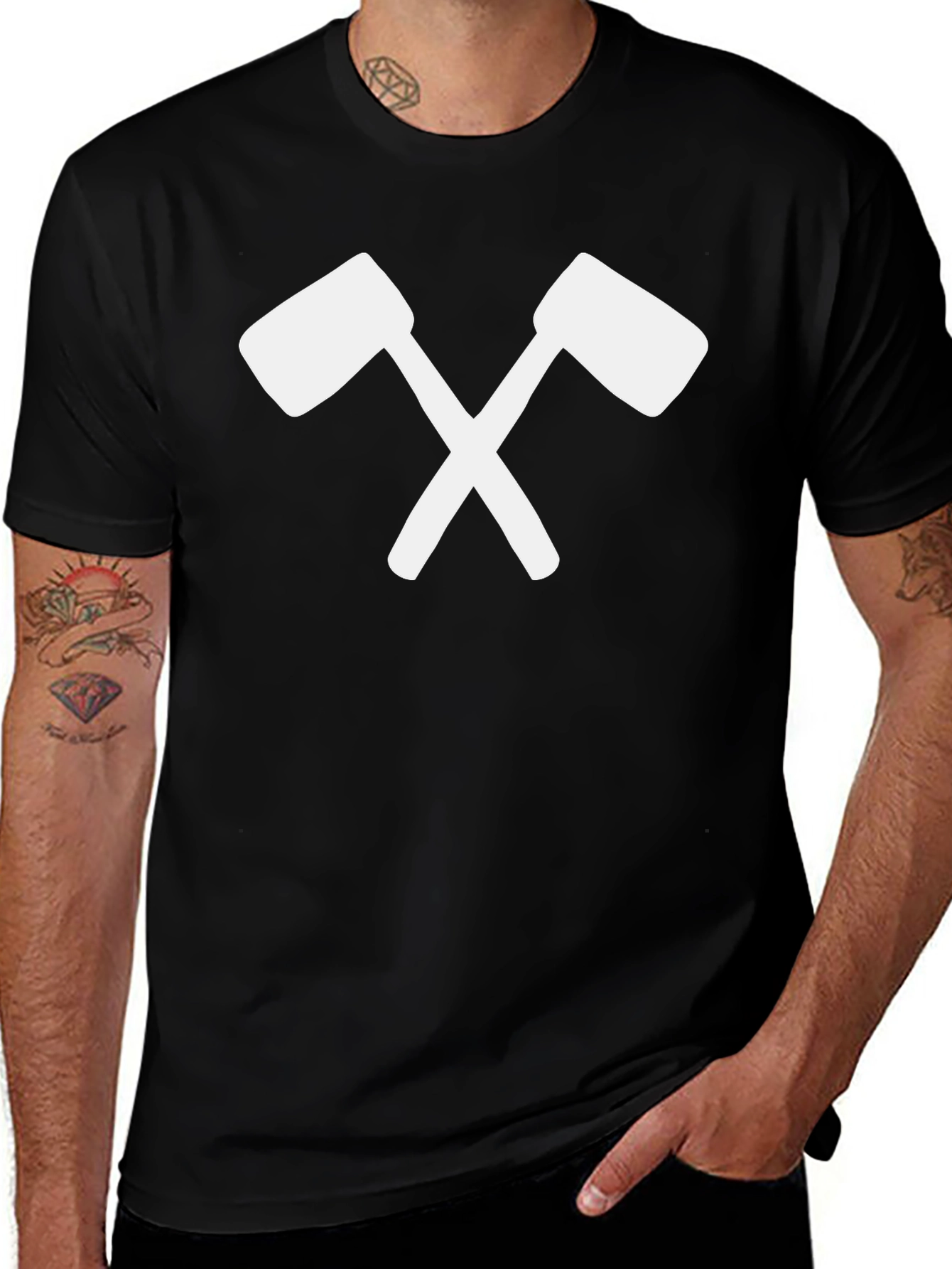 Crossed Mallets Graphic Tee - Bold Black T-Shirt