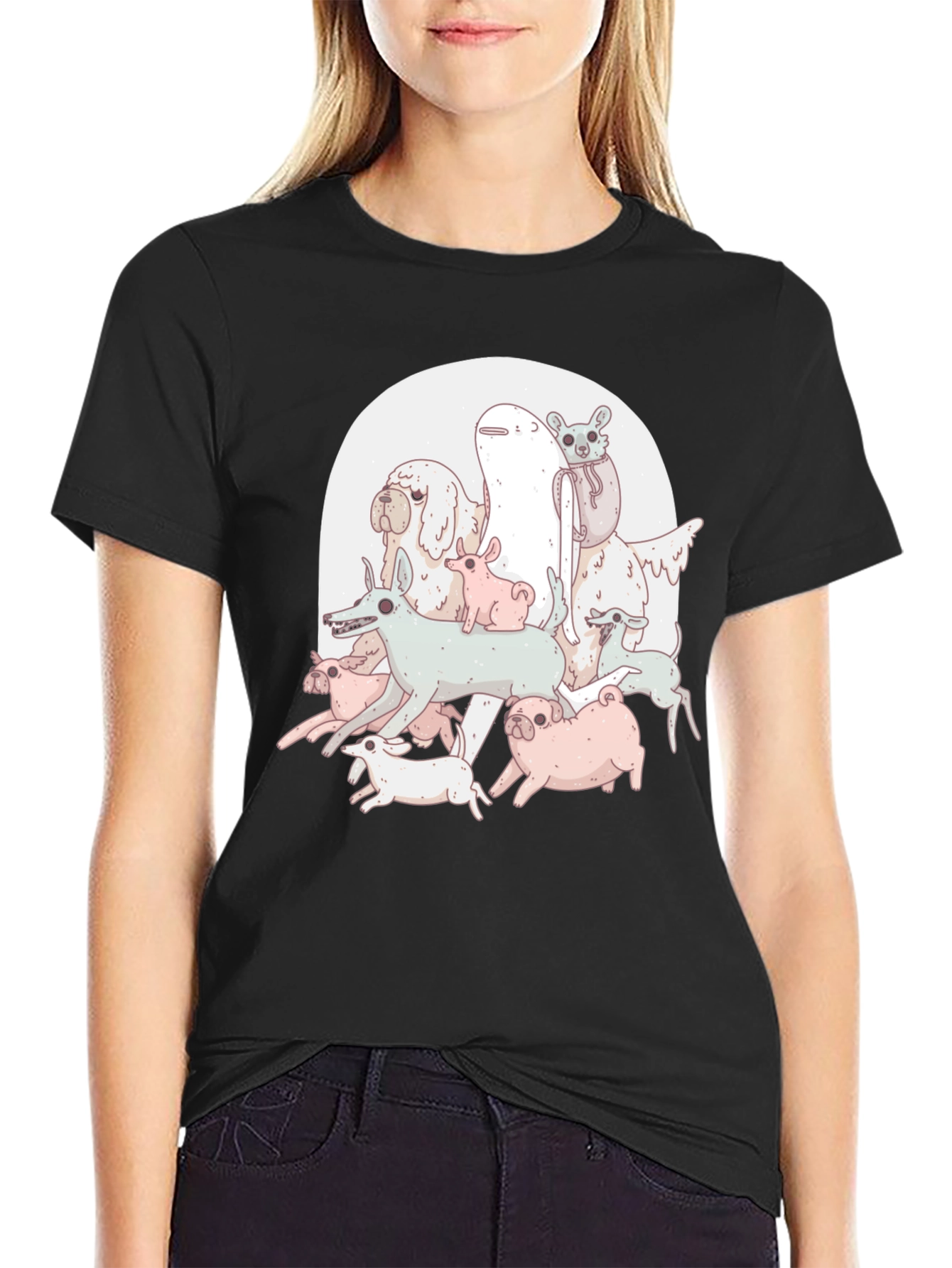 Dog Pile Graphic Tee - Black Unisex