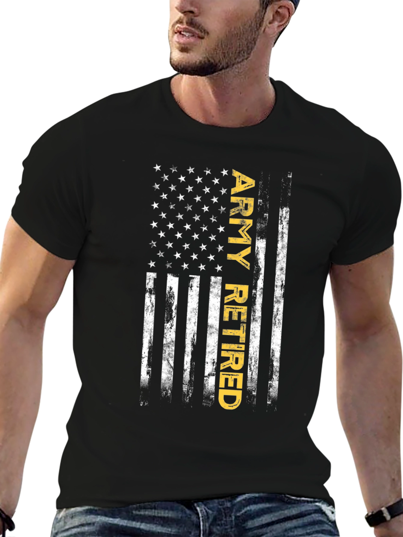 Army Retired American Flag Graphic T-Shirt