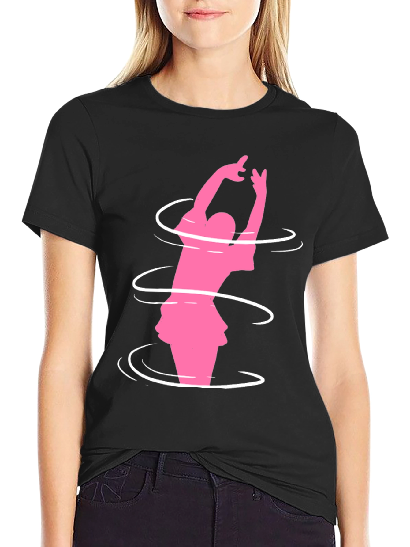Pink Dancer Black Tee Shirt