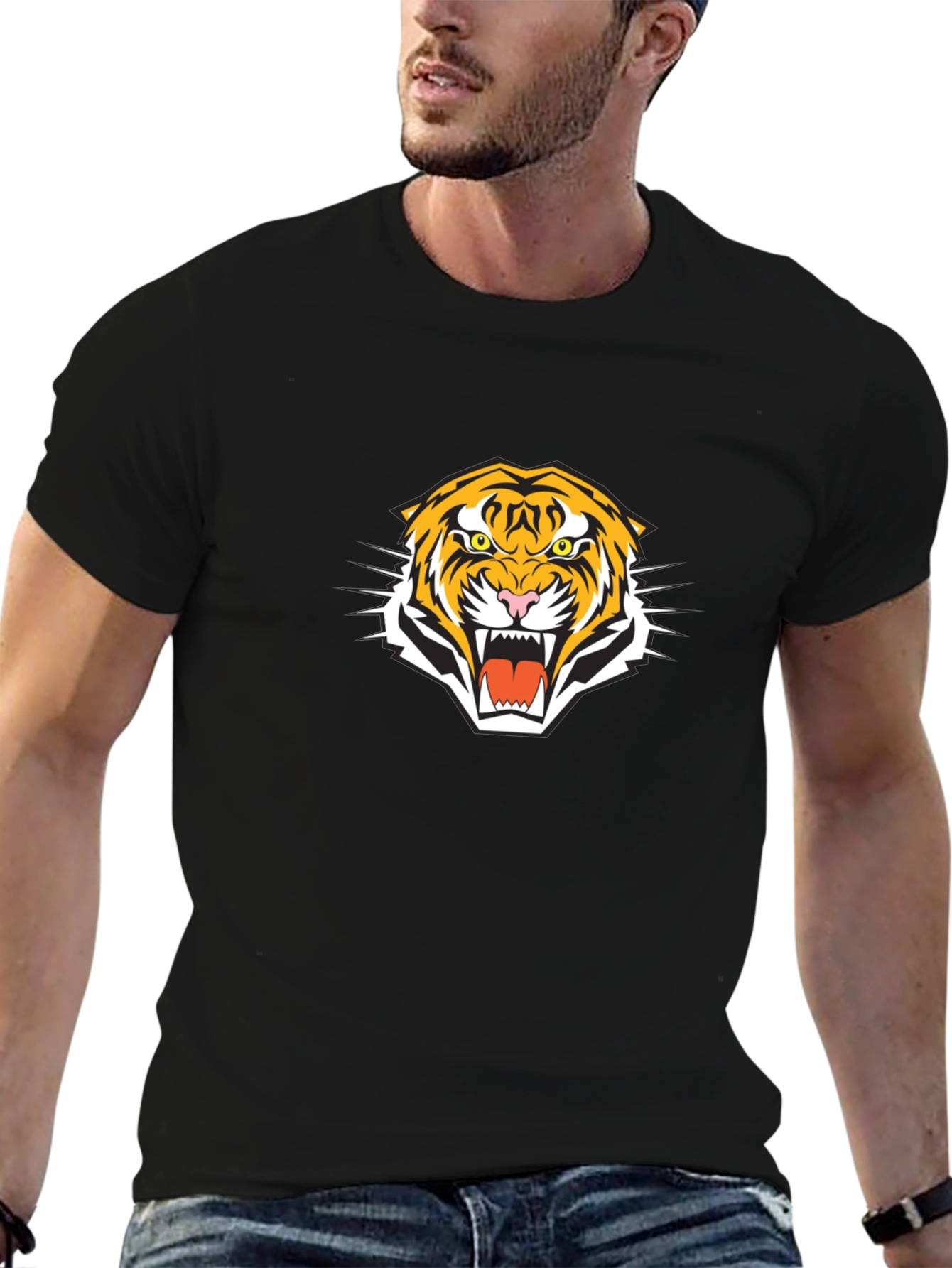 Bold Tiger Graphic Tee - Mens Black T-Shirt