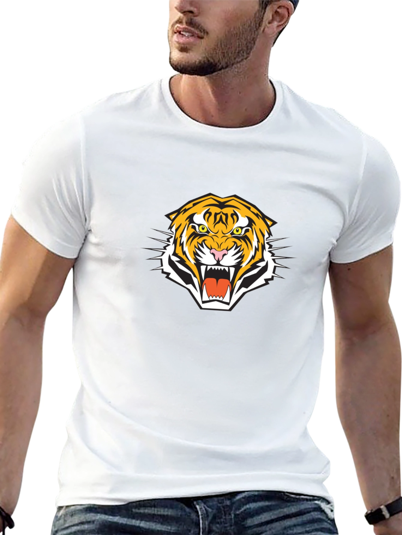 Bold Tiger Graphic Tee - Mens Black T-Shirt