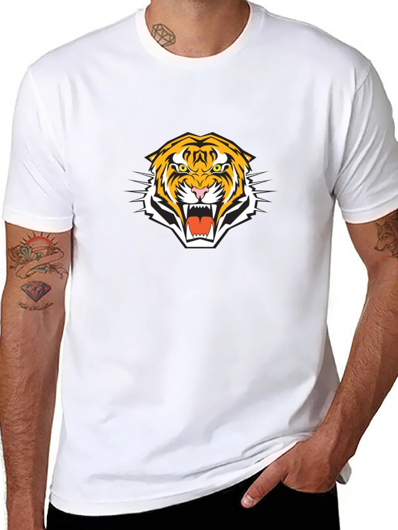 Bold Tiger Graphic Tee - Mens Black T-Shirt