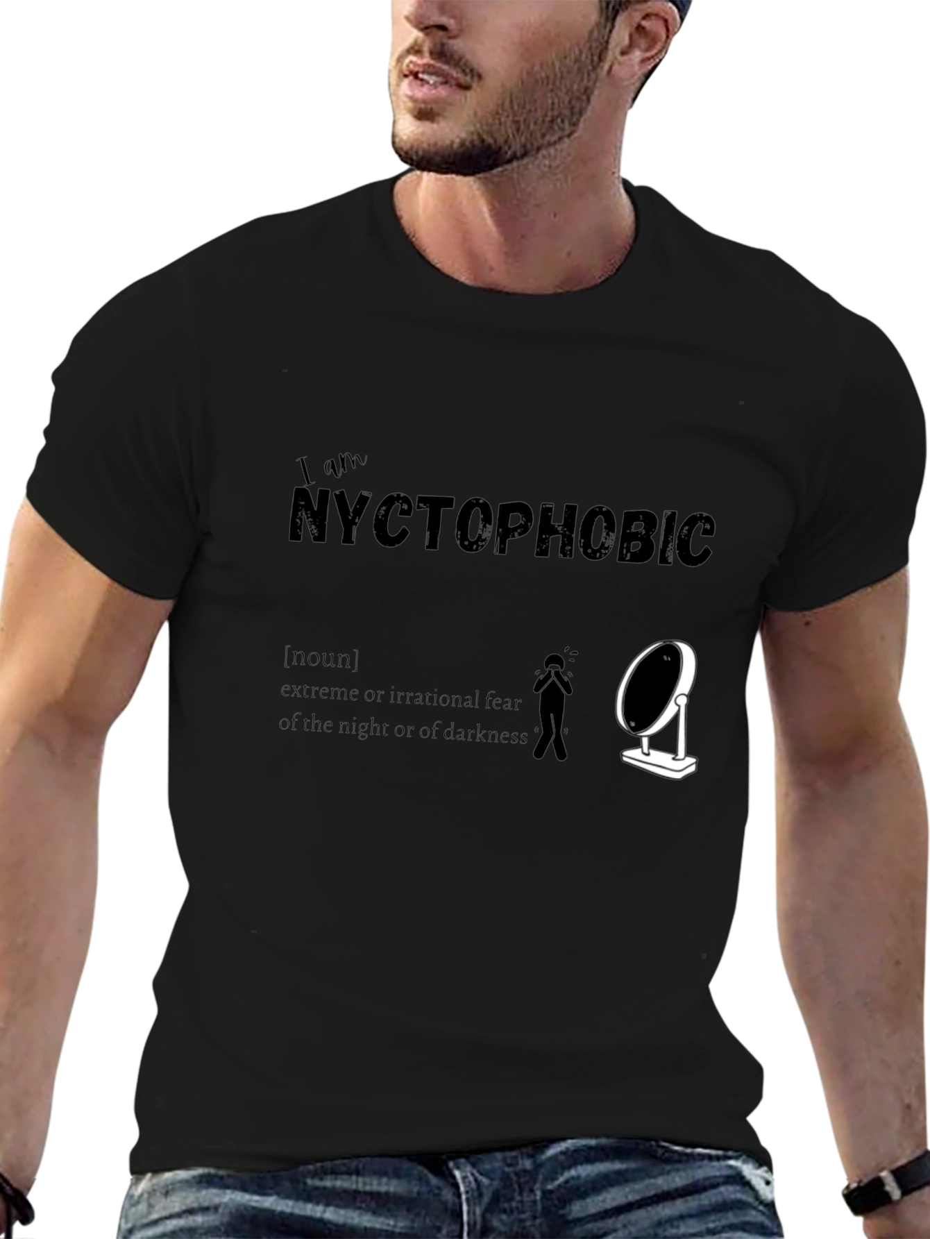 Nyctophobic T-Shirt: Fear of the Dark Humor Tee