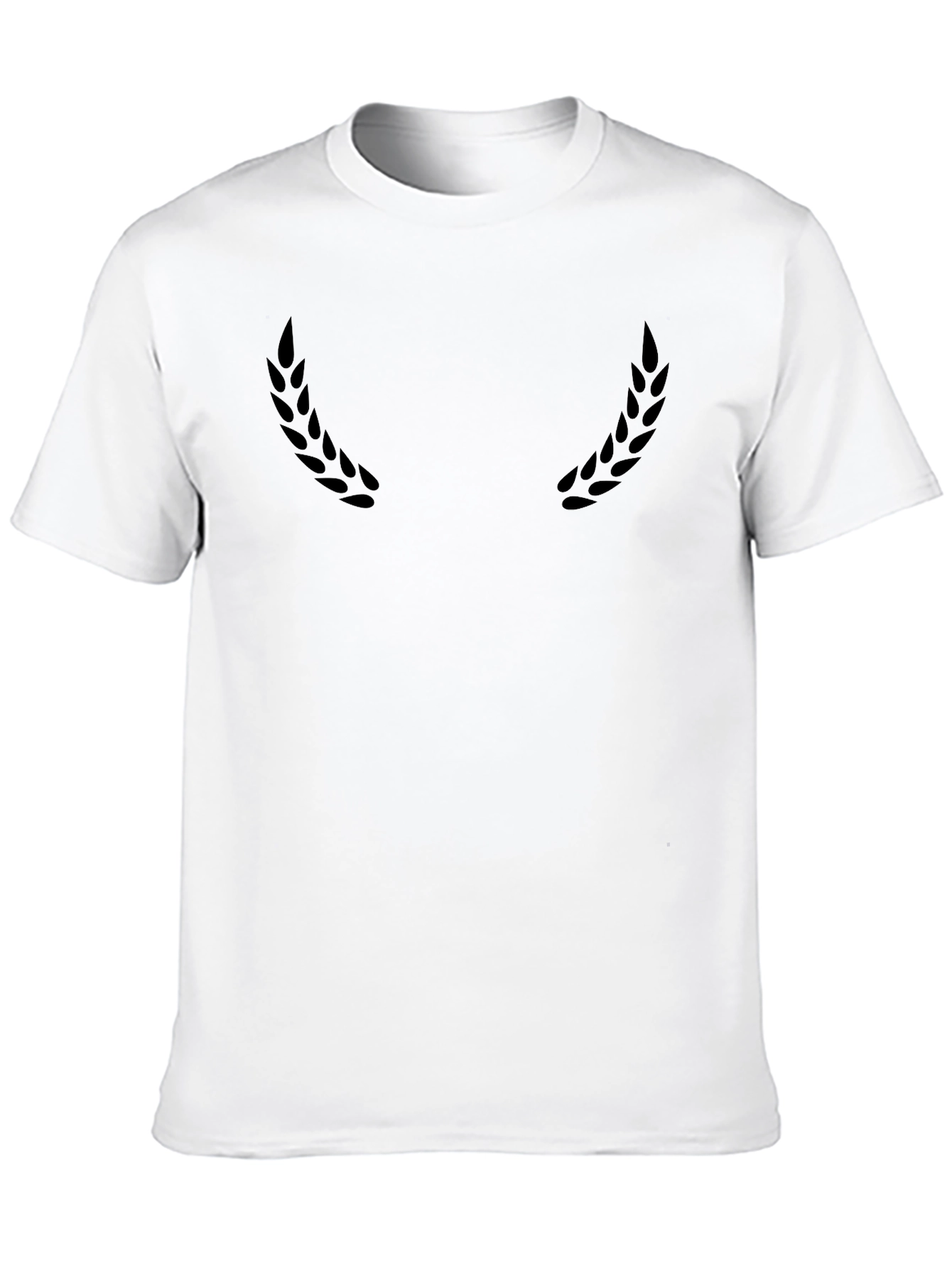 Stylish Black Crew Neck T-Shirt with Subtle Laurel Design