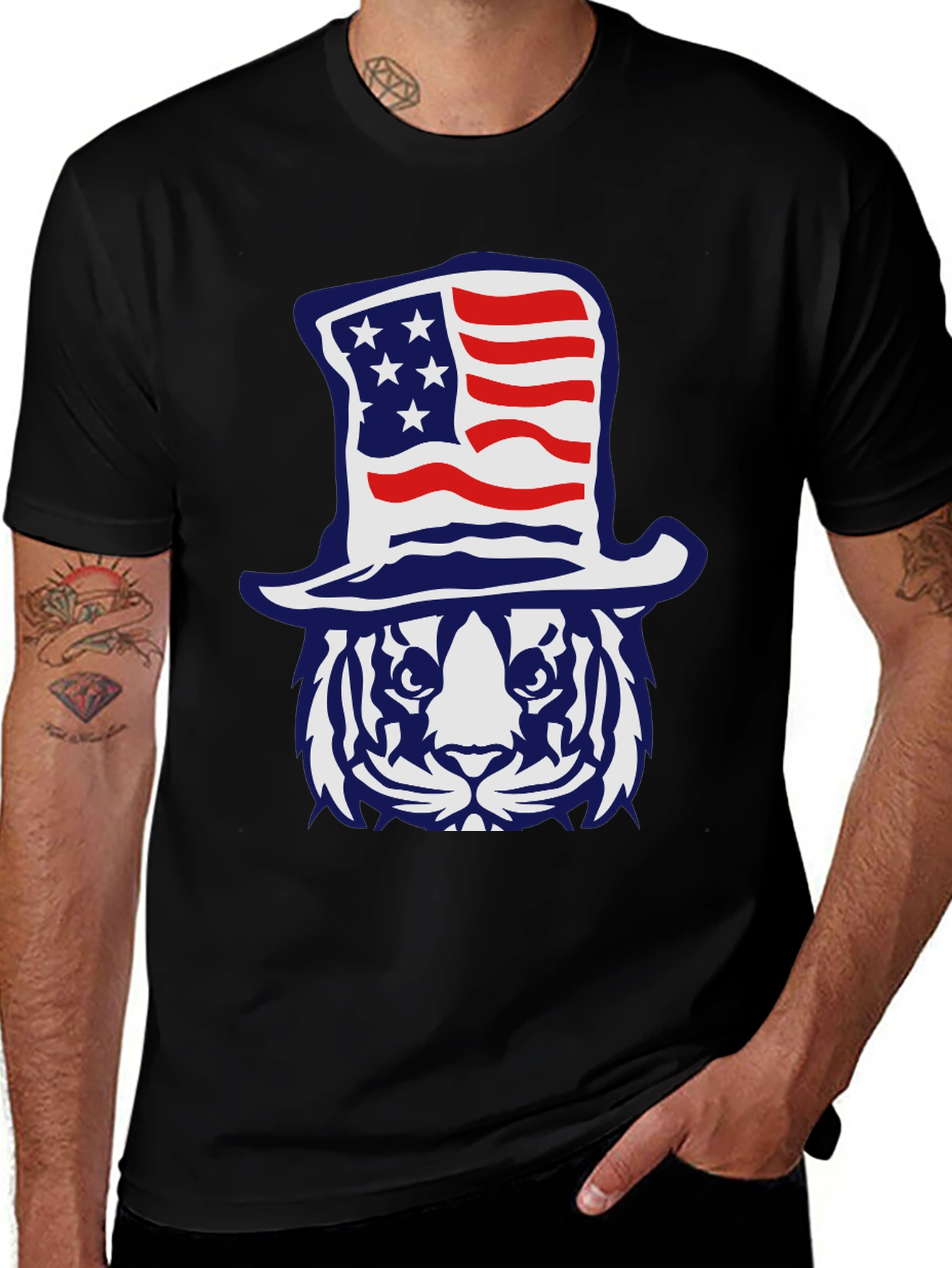 Patriotic Tiger Graphic T-Shirt