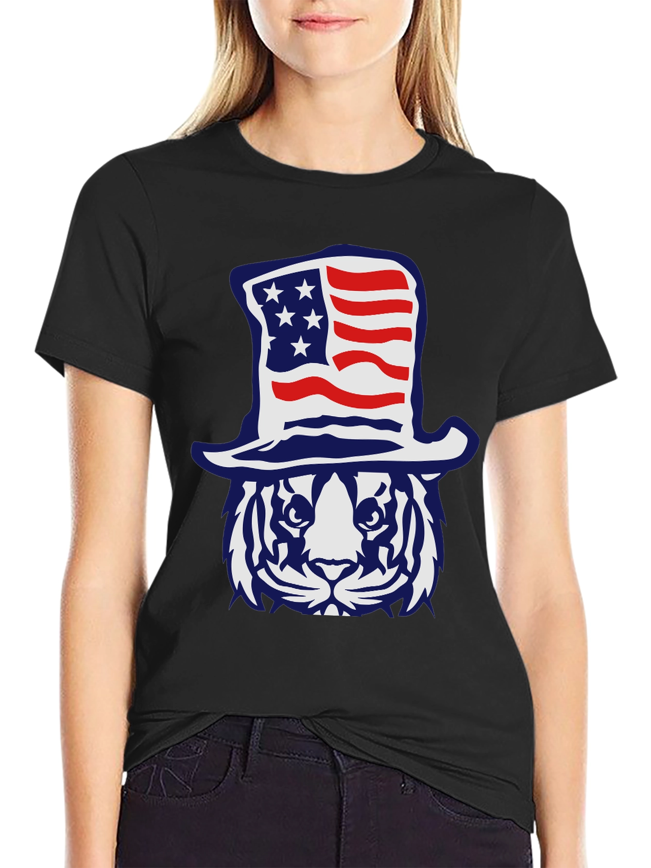 Patriotic Tiger Graphic T-Shirt