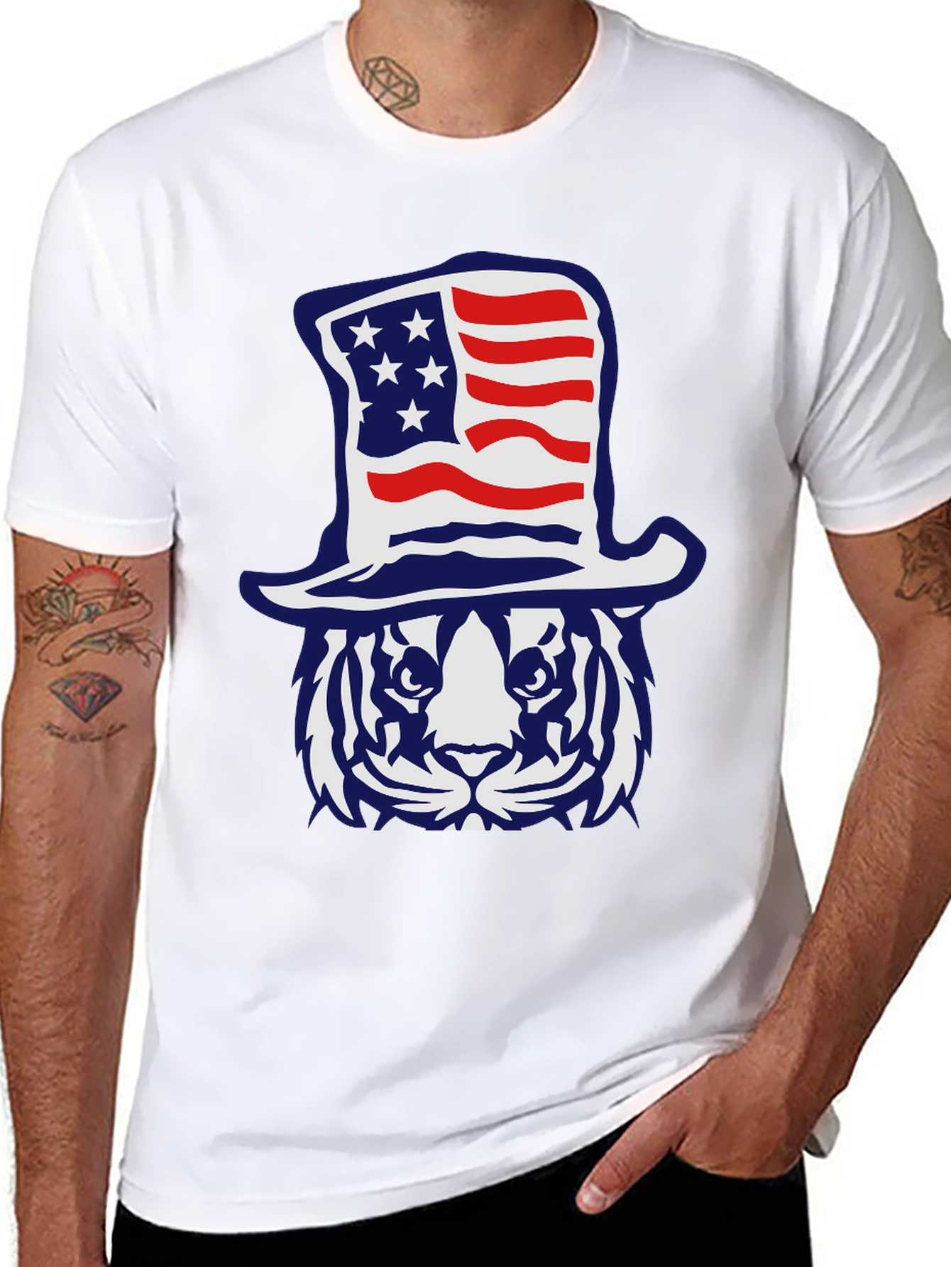 Patriotic Tiger Graphic T-Shirt
