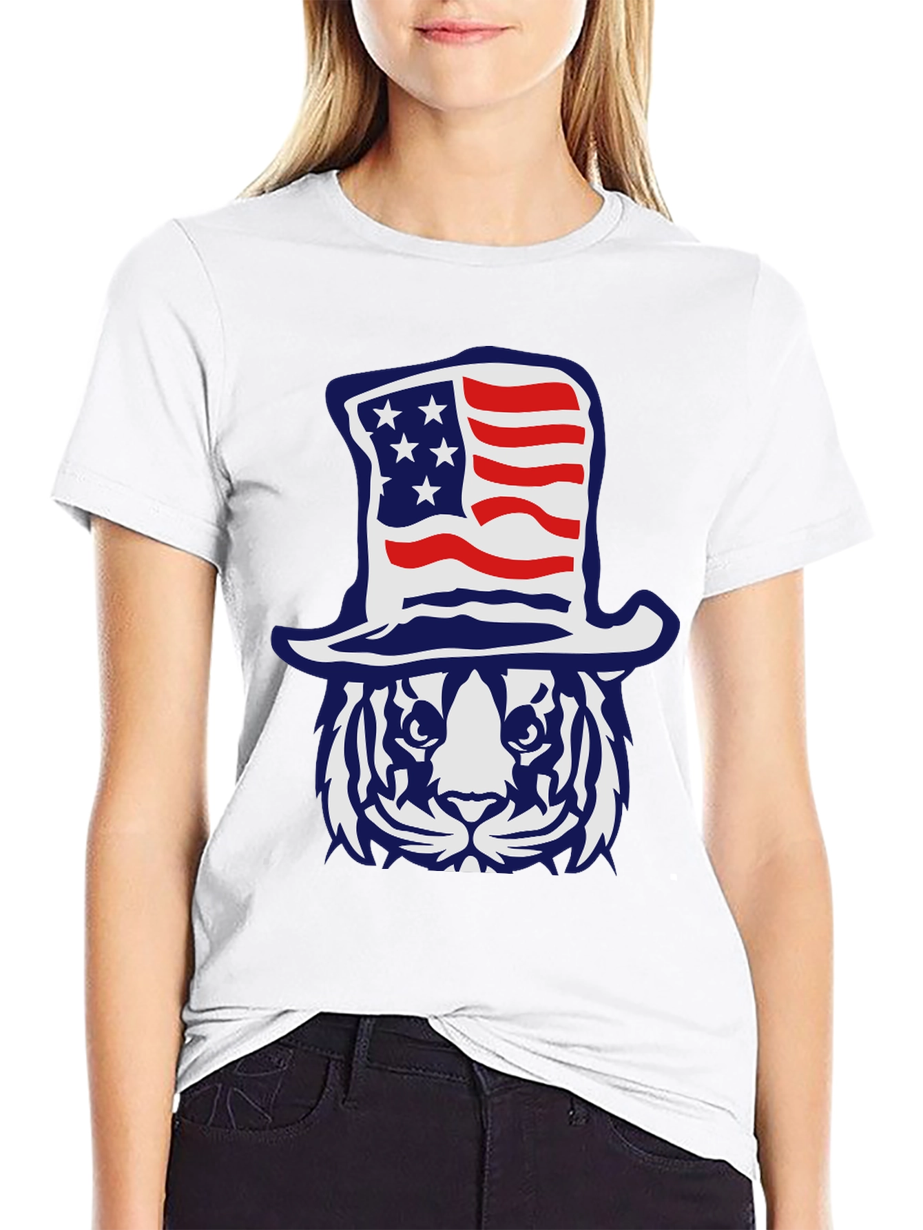 Patriotic Tiger Graphic T-Shirt