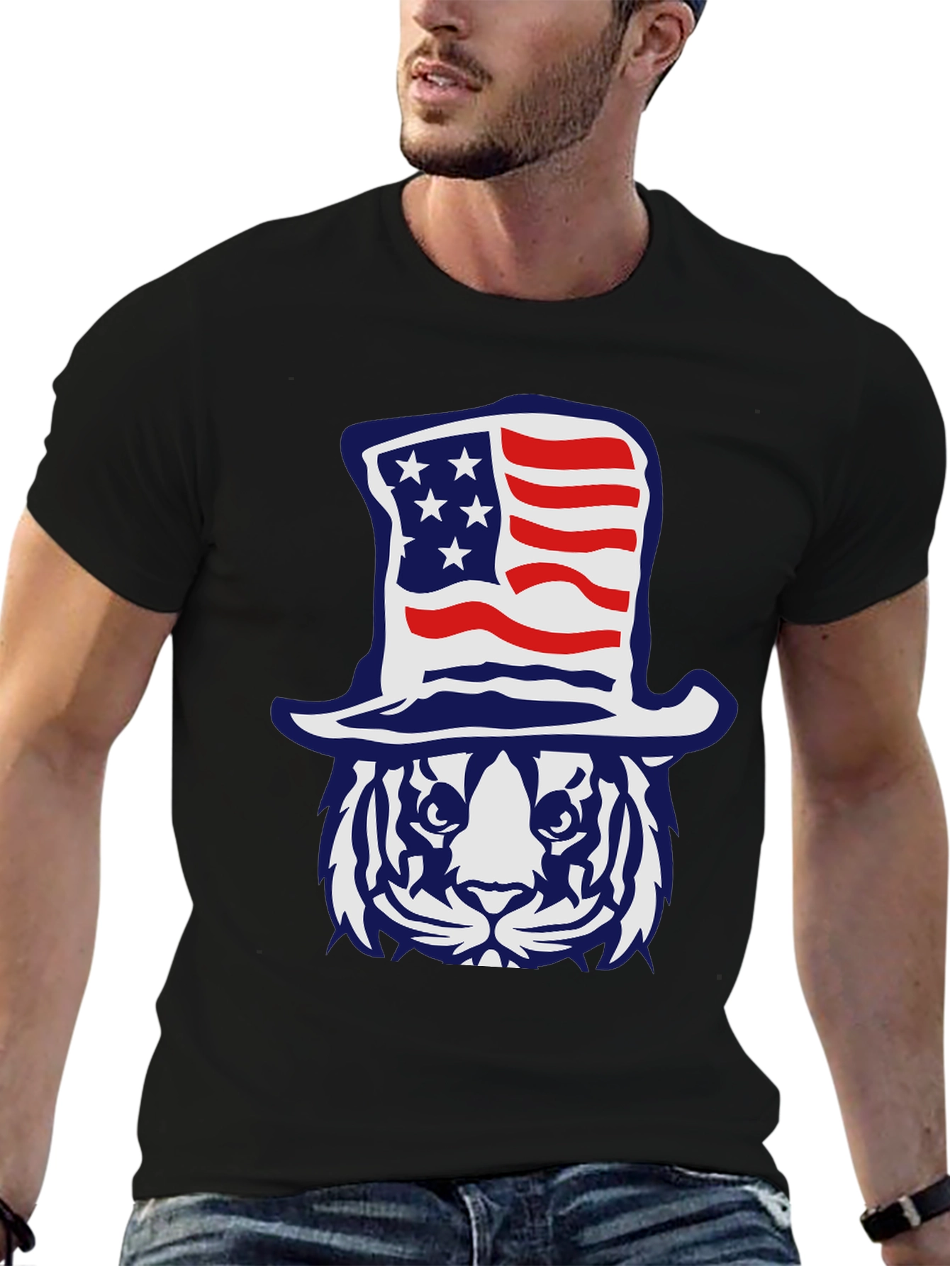 Patriotic Tiger Graphic T-Shirt