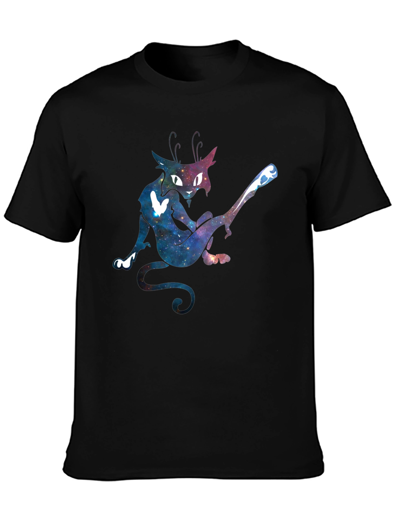 Galaxy Cat Graphic Tee - Unique Black T-Shirt