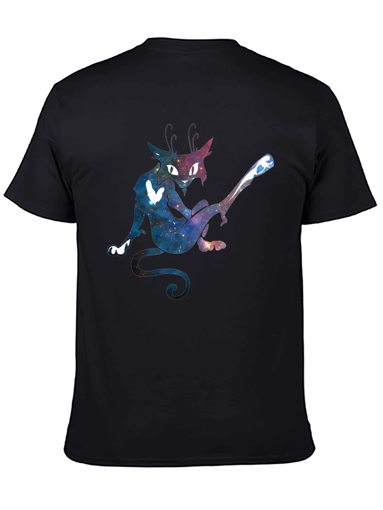 Galaxy Cat Graphic Tee - Unique Black T-Shirt