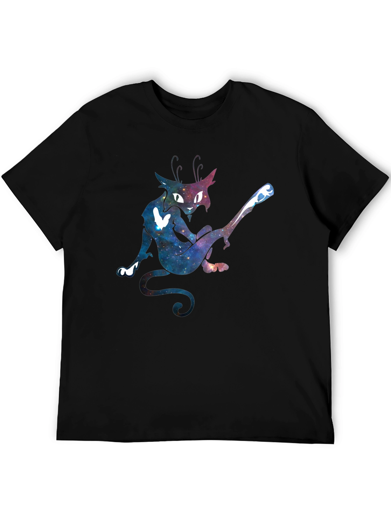 Galaxy Cat Graphic Tee - Unique Black T-Shirt