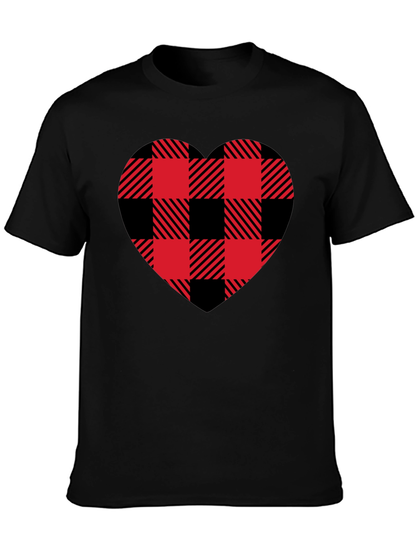Red & Black Plaid Heart Graphic T-Shirt
