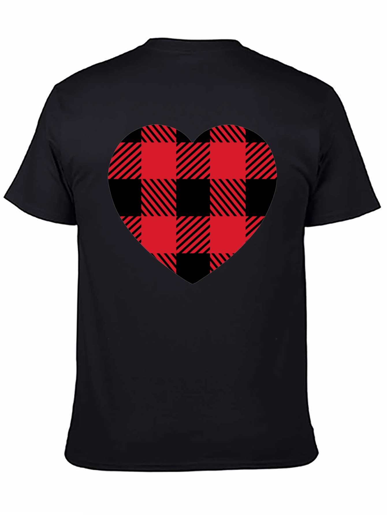Red & Black Plaid Heart Graphic T-Shirt