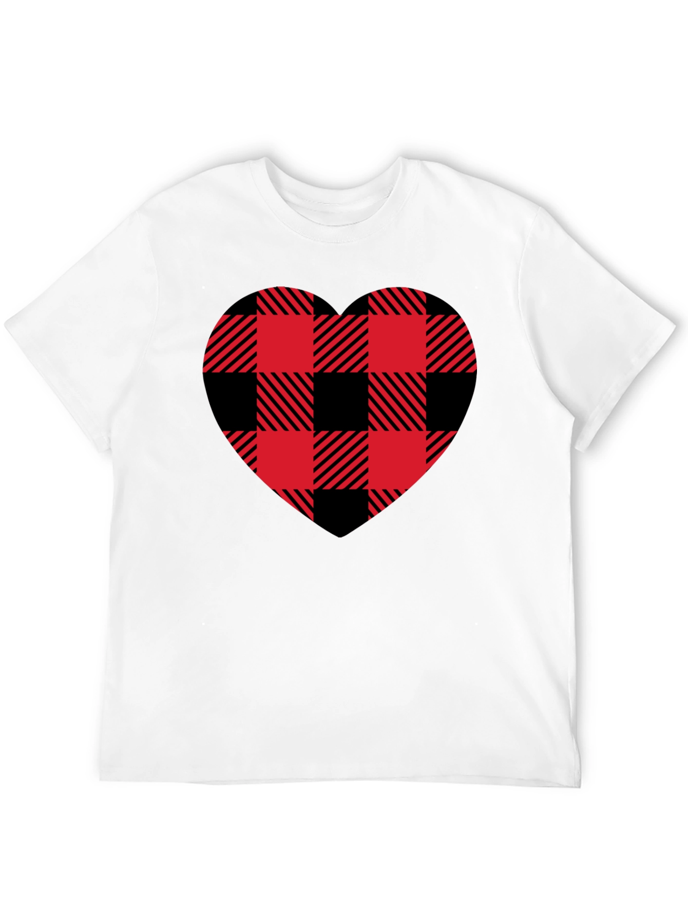 Red & Black Plaid Heart Graphic T-Shirt
