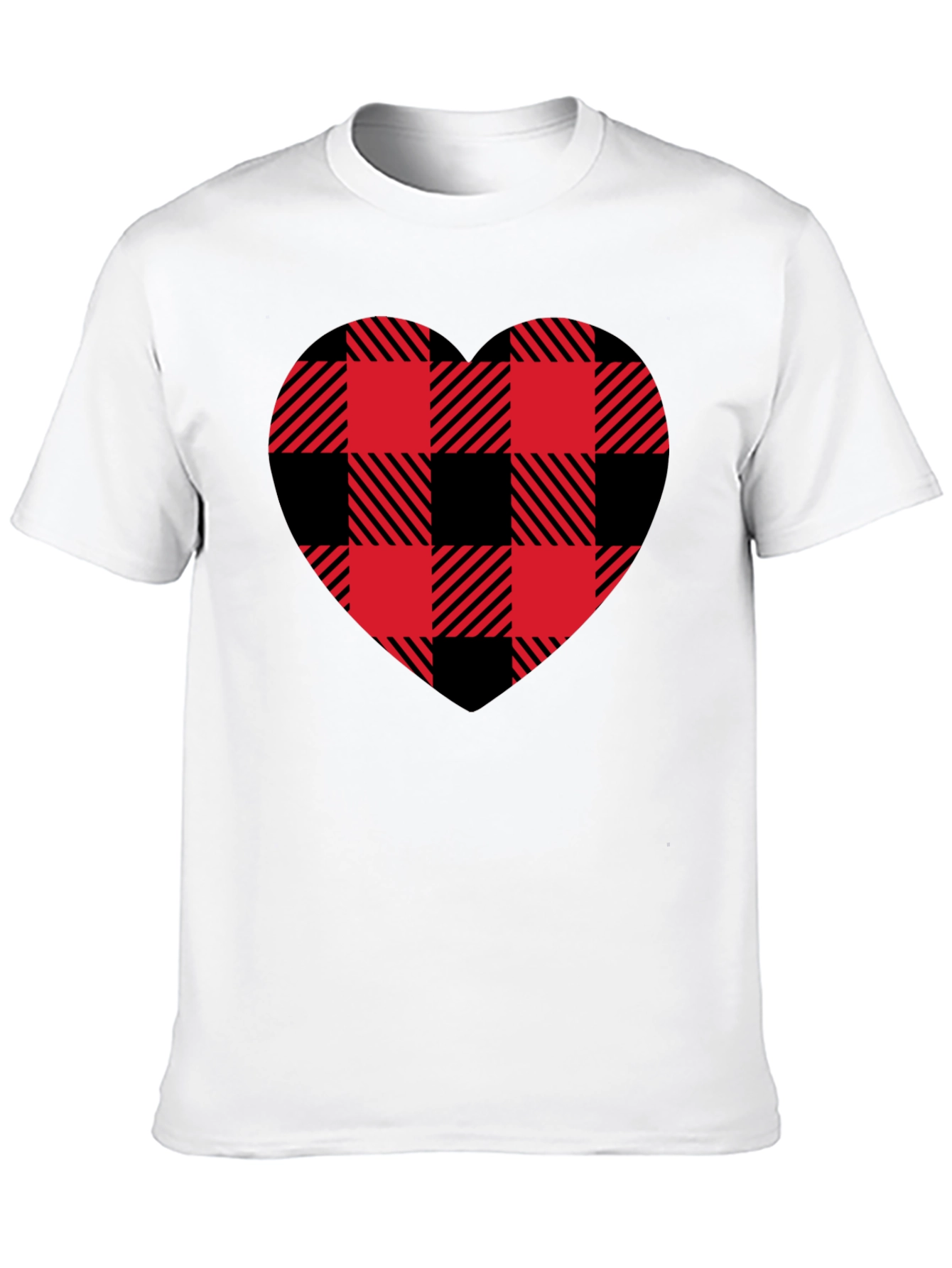 Red & Black Plaid Heart Graphic T-Shirt
