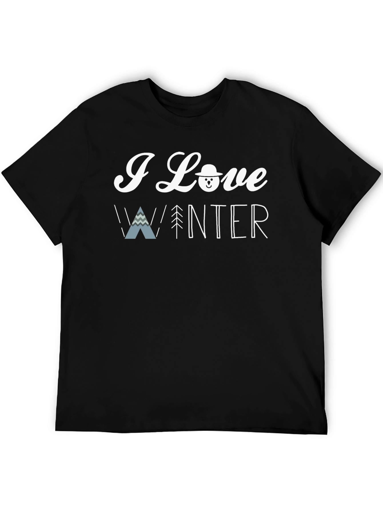 I Love Winter Black Graphic T-Shirt