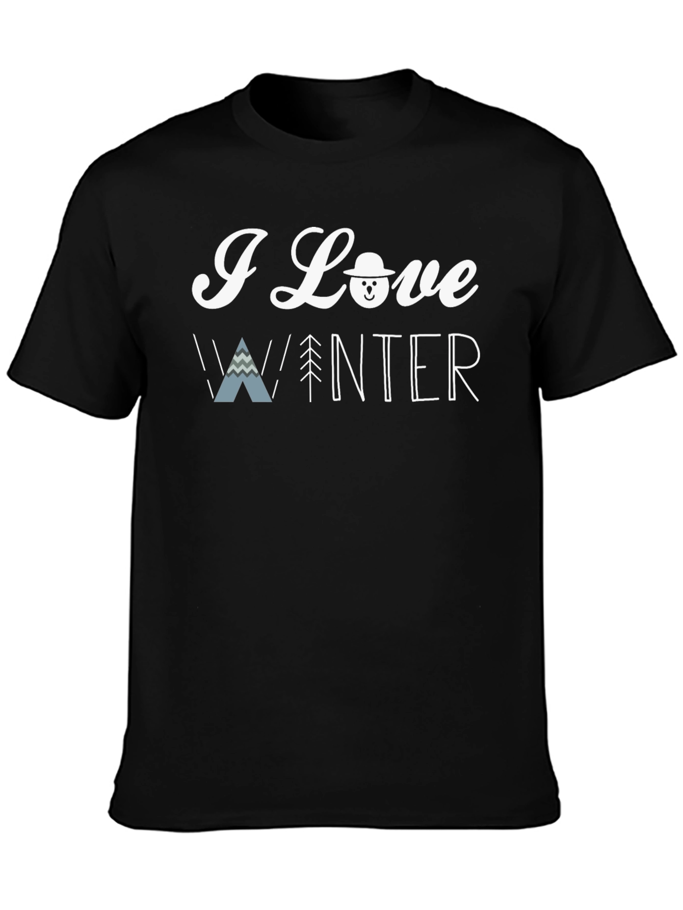 I Love Winter Black Graphic T-Shirt